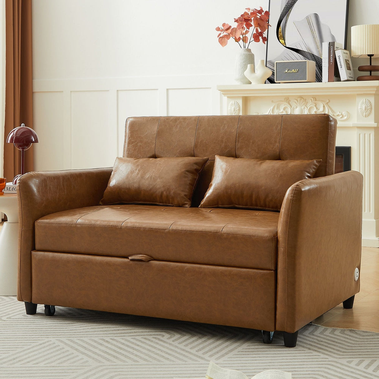 Convertible Sleeper Sofa Bed With 3 USB Ports