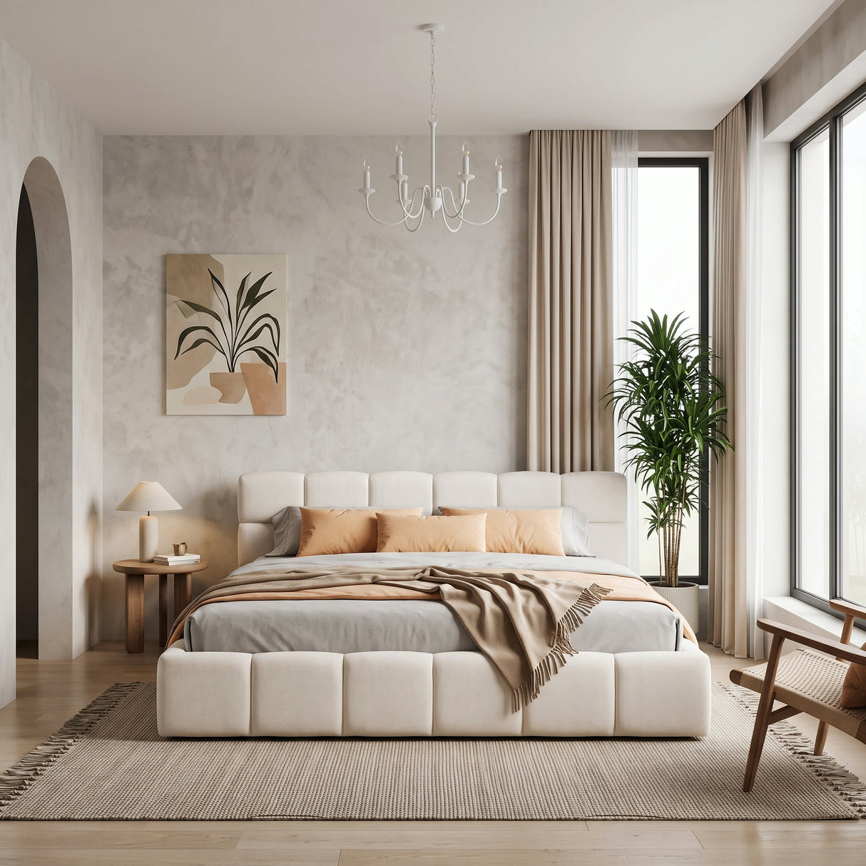 Elegant Chenille Upholstered Bed