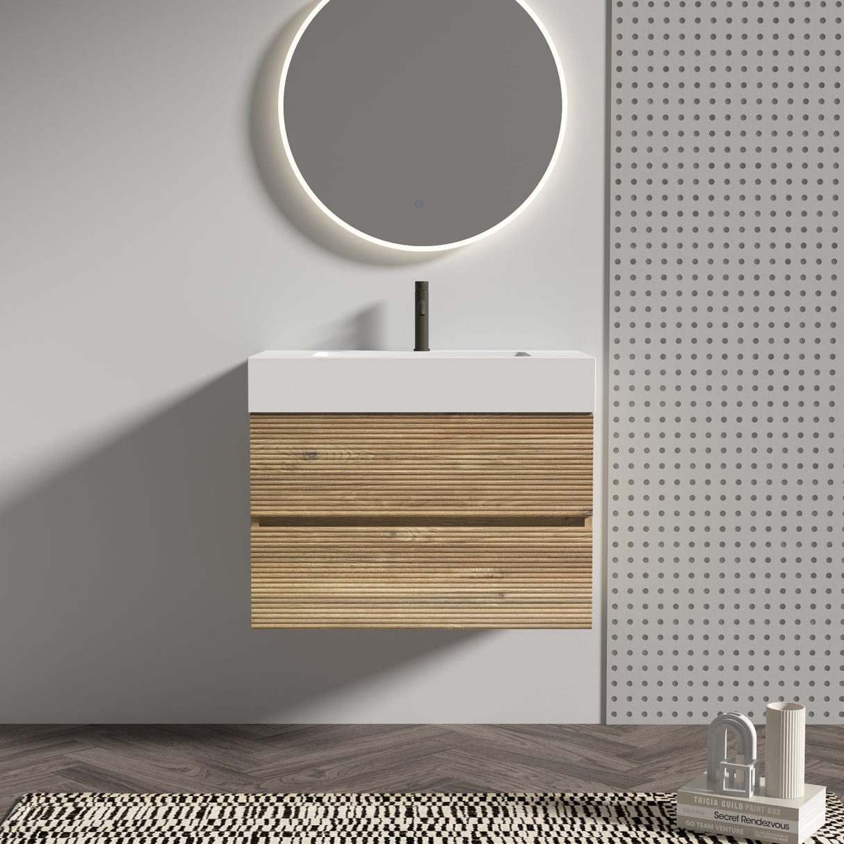 Grace 30 Rough Oak Wall-Mounted Bathroom Vanity