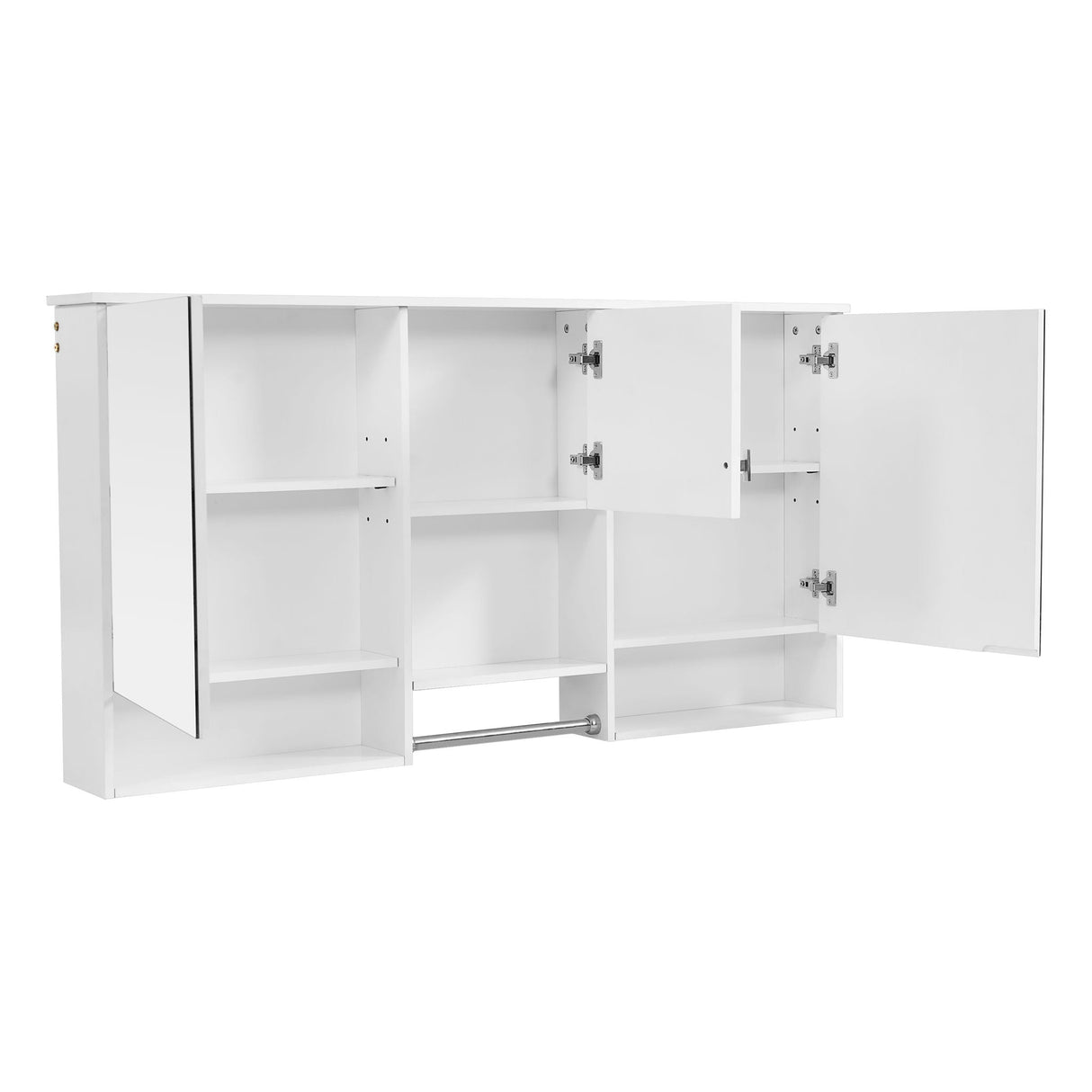 Wall-Mount 3-In-1 Mirror Cabinet With Adjustable Shelf, Soft-Closing Hinges, Rectangular Design - White