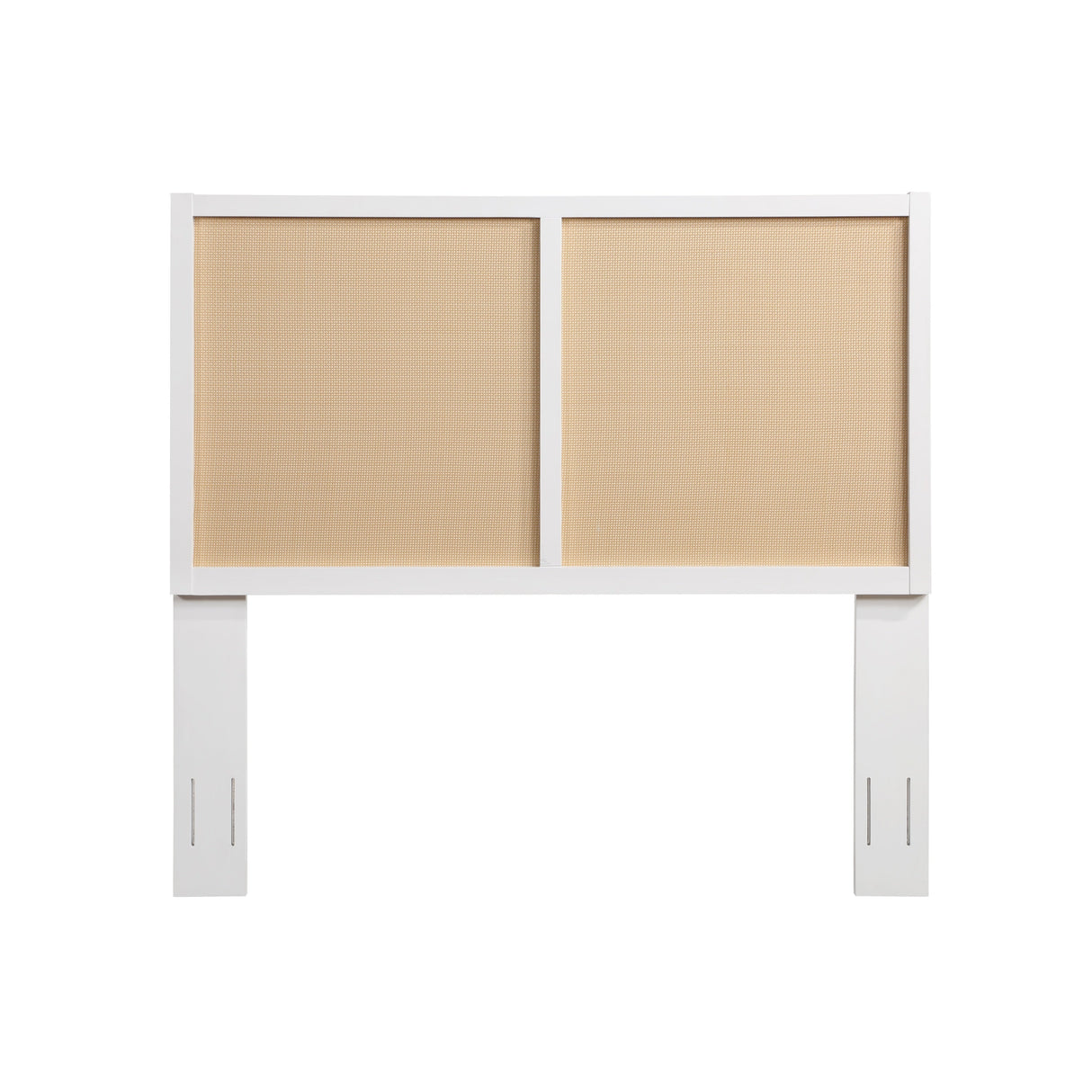 Barkley Cane and Solid Wood Headboard in White with Adjustable Height for Queen/Full Beds