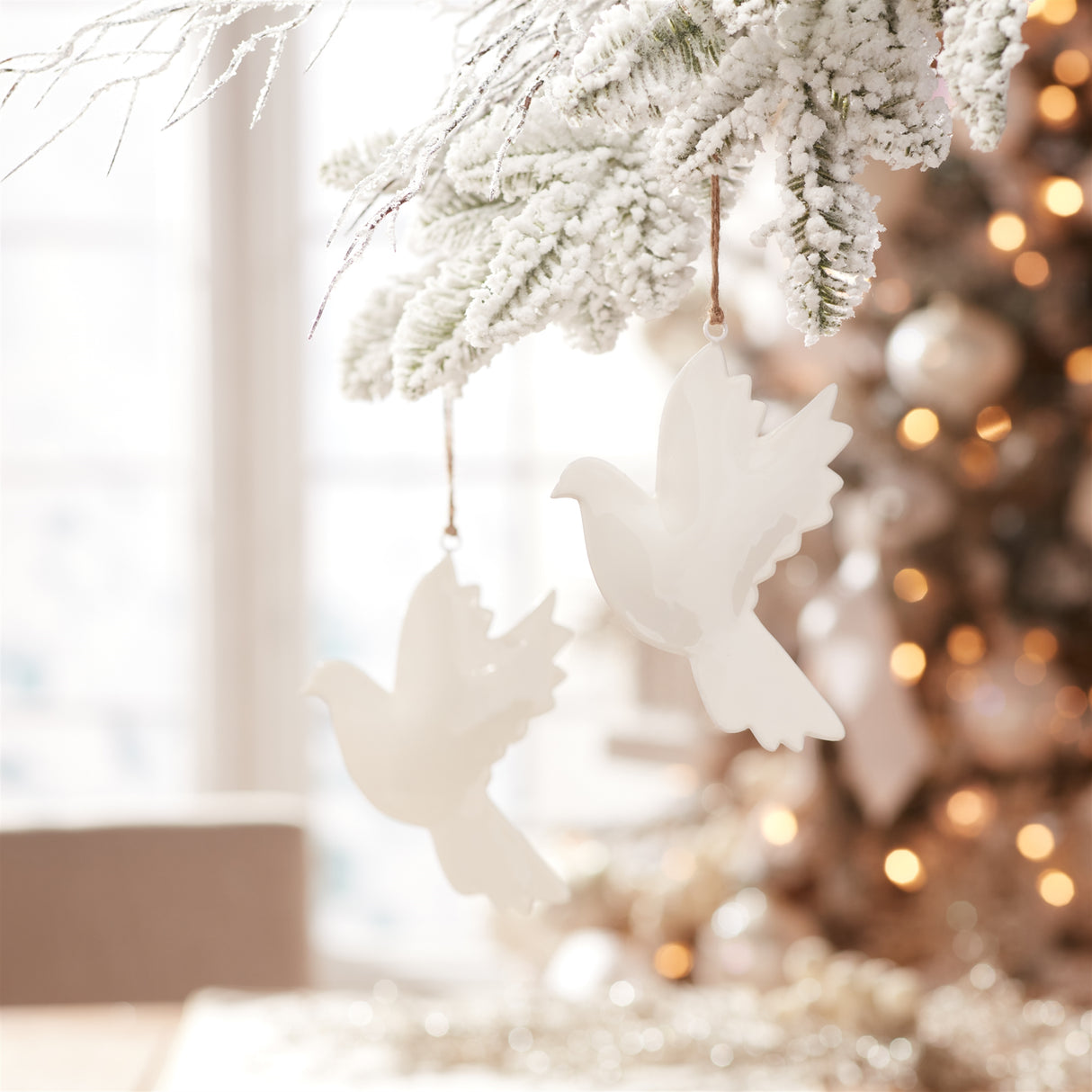 Metal Dove Bird Ornament (Set of 6)