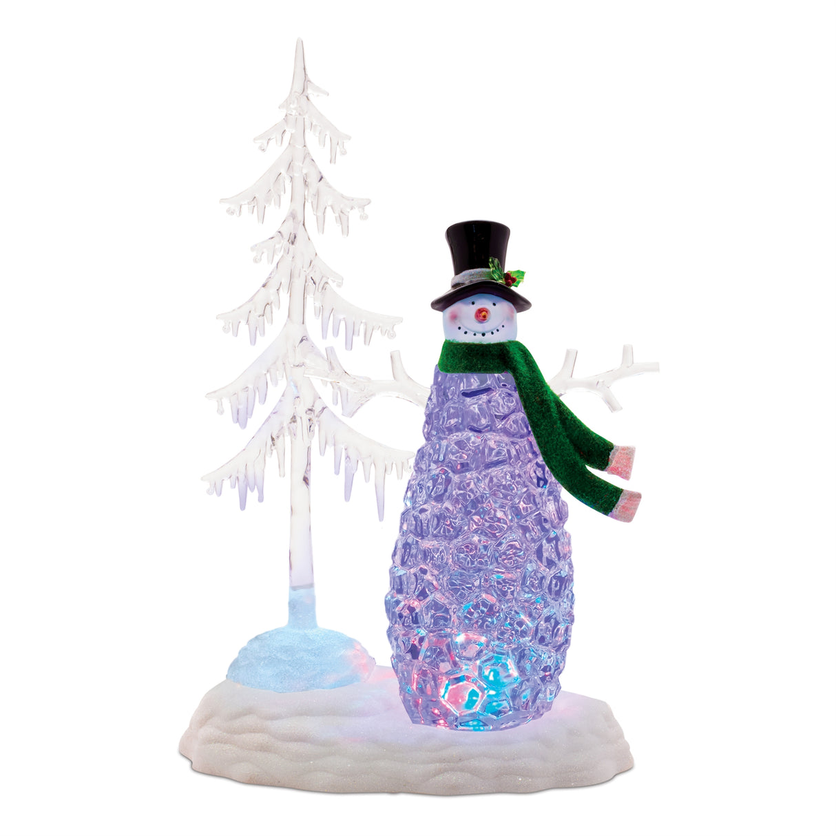 Multicolored-led-snowman-with-pine-tree-Christmas-Decor