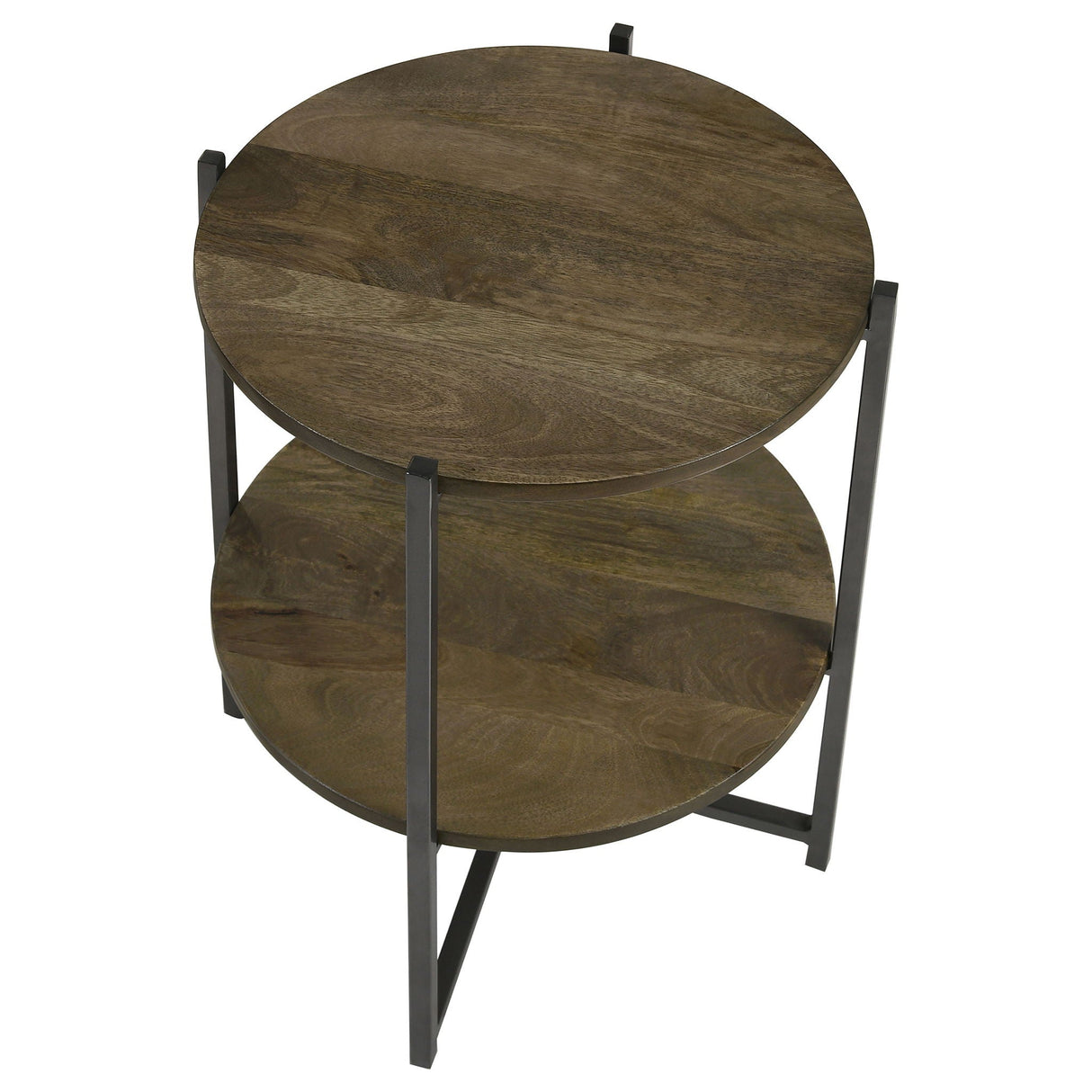 Accent Table With X-Frame And Bottom Shelf - Brown