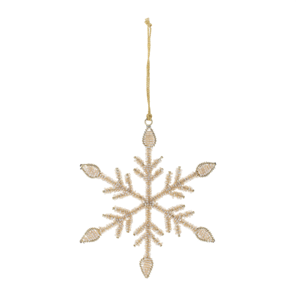 Beaded Metal Snowflake Ornament (Set of 12)