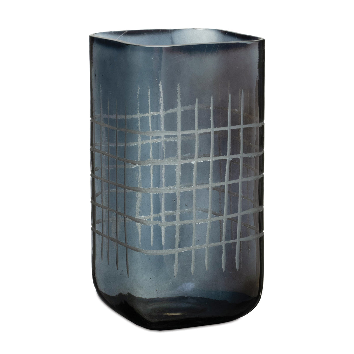 Etched Glass Candle Holder Vase 9"H
