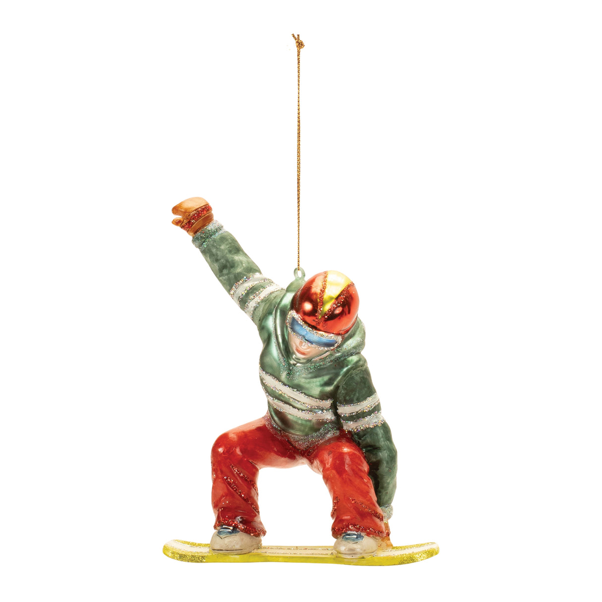 Glittered Glass Snowboarder Ornament (Set of 6)