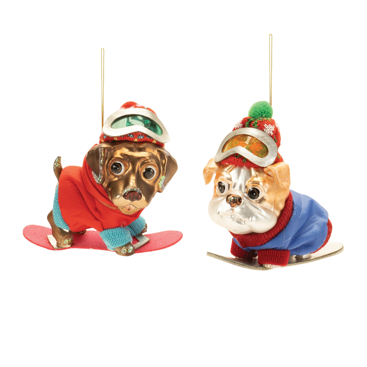 Glittered-snowboarding-dog-ornament-(set-of-6)-Christmas-Ornaments