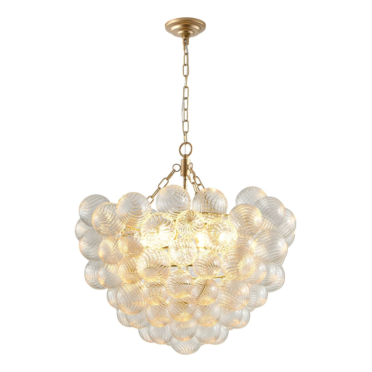 23.6-Inch Gold Pendant Light Chandelier with Threaded Clear Glass Globe Shade