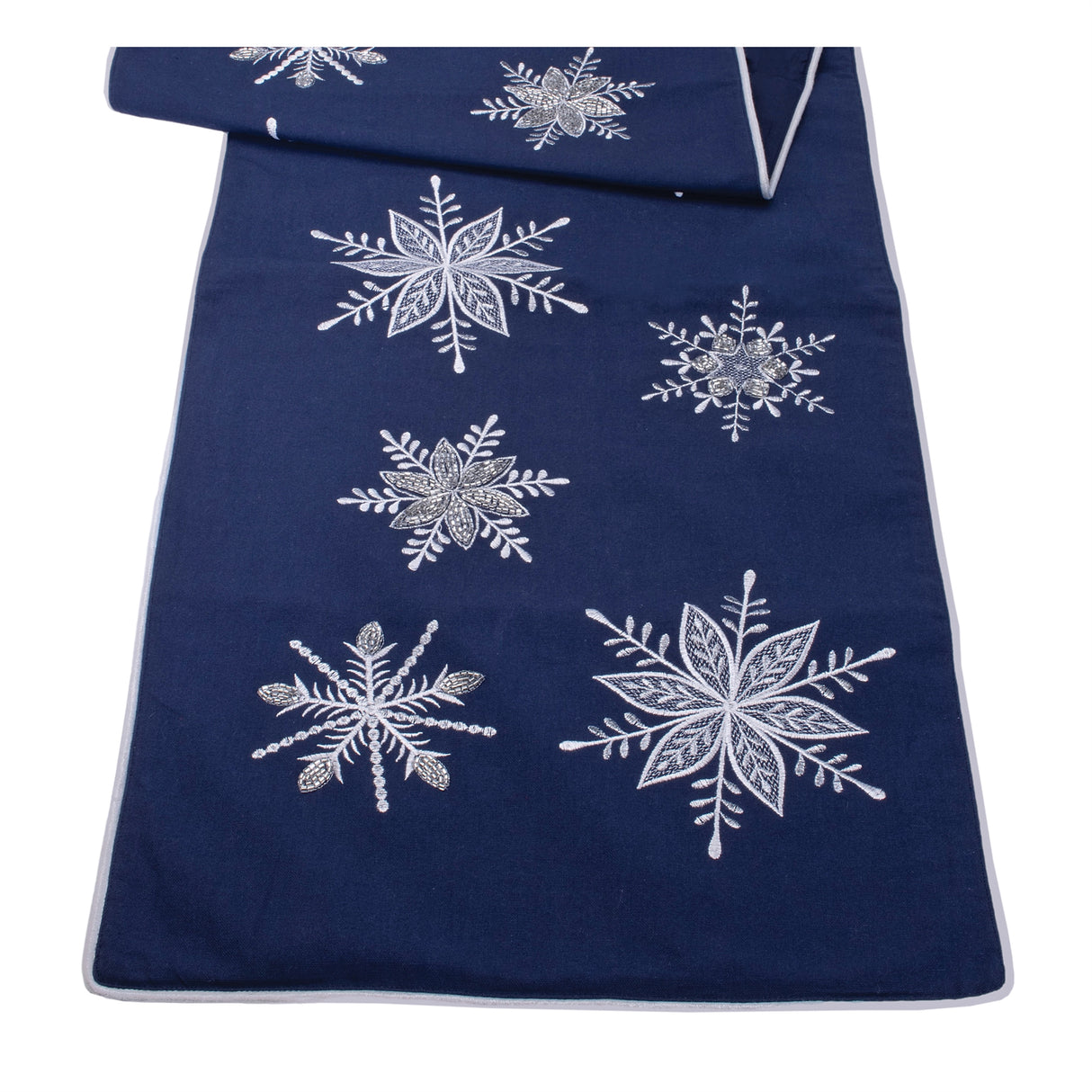 Embroidered Snowflake Table Runner 72"L