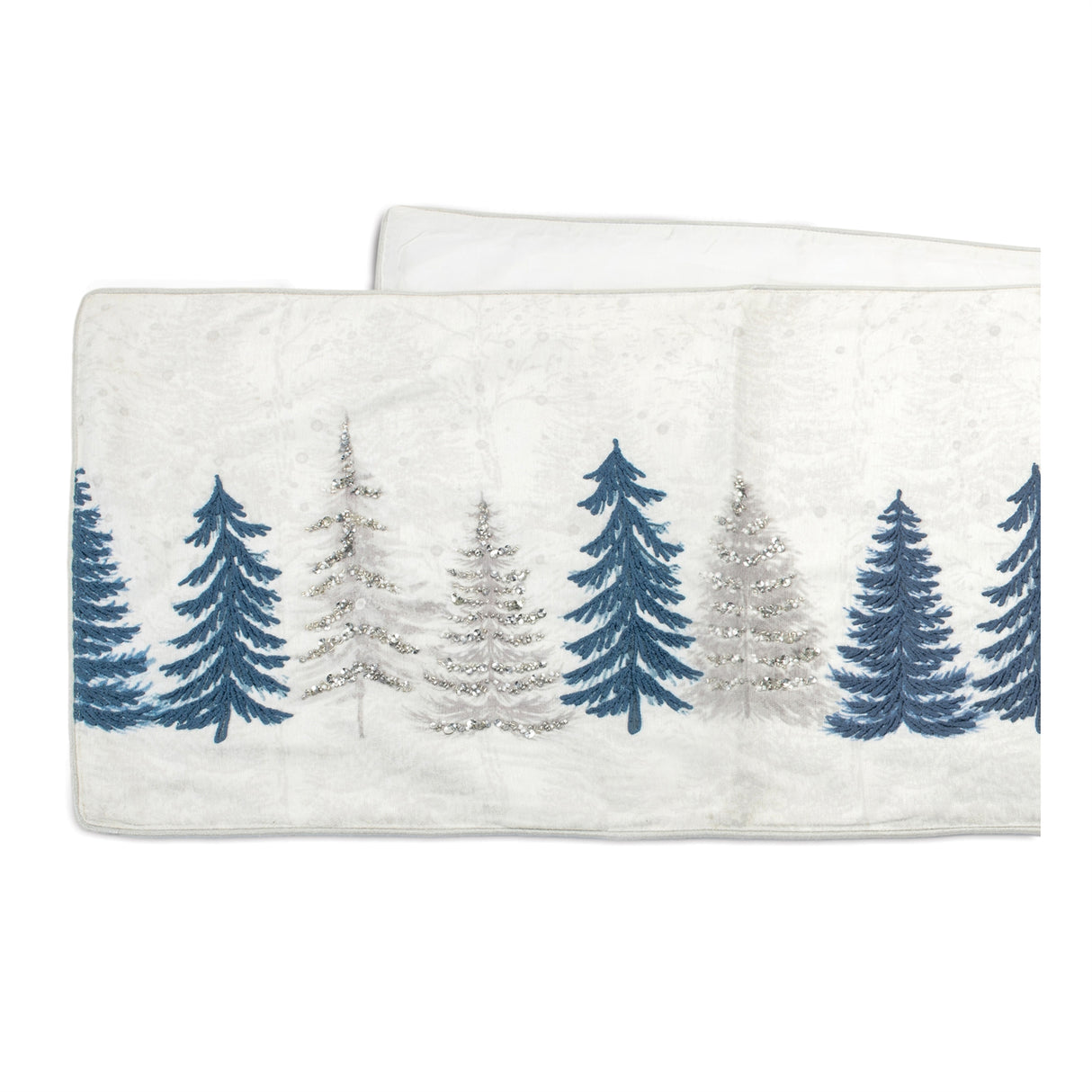 Embroidered Pine Tree Table Runner 72"L