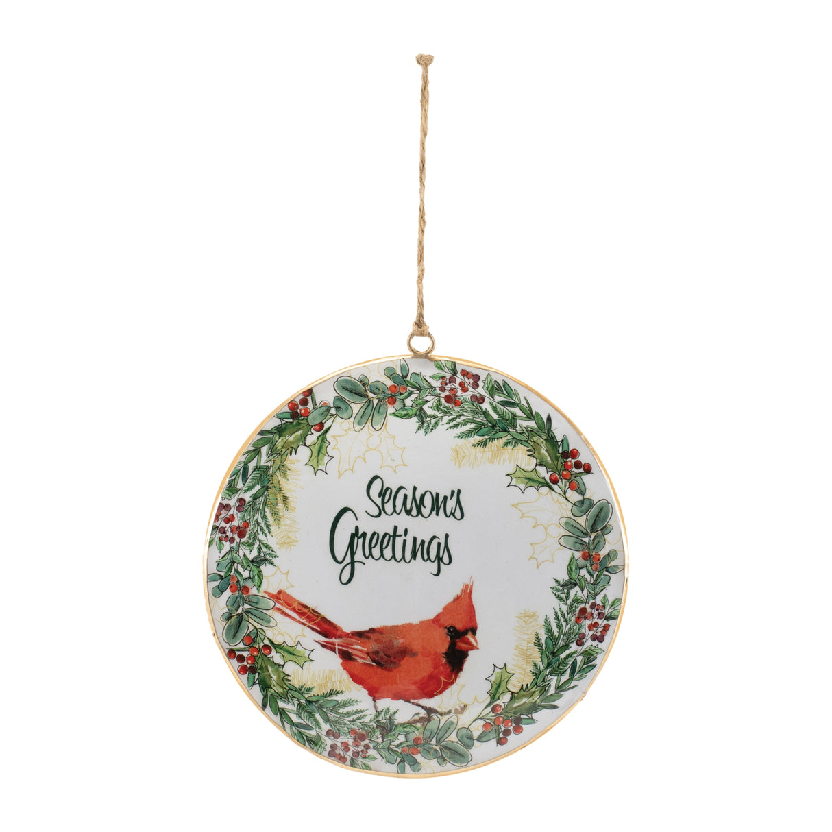 Seasons Greetings Cardinal Disc Ornament (Set of 6)