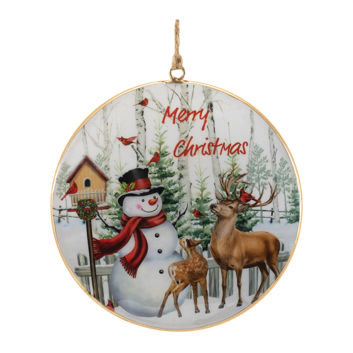 Merry-christmas-woodland-disc-ornament-(set-of-6)-Christmas-Ornaments