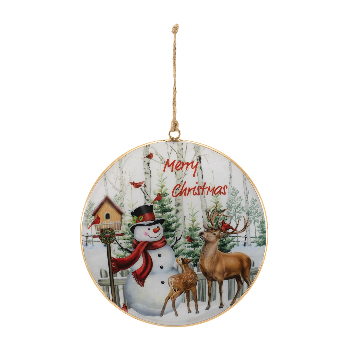 Merry Christmas Woodland Disc Ornament (Set of 6)