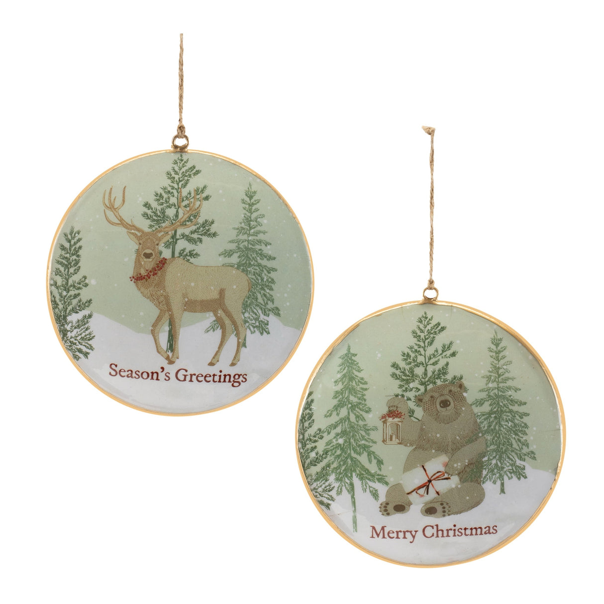 Woodland-christmas-sentiment-disc-ornament-(set-of-6)-Christmas-Ornaments