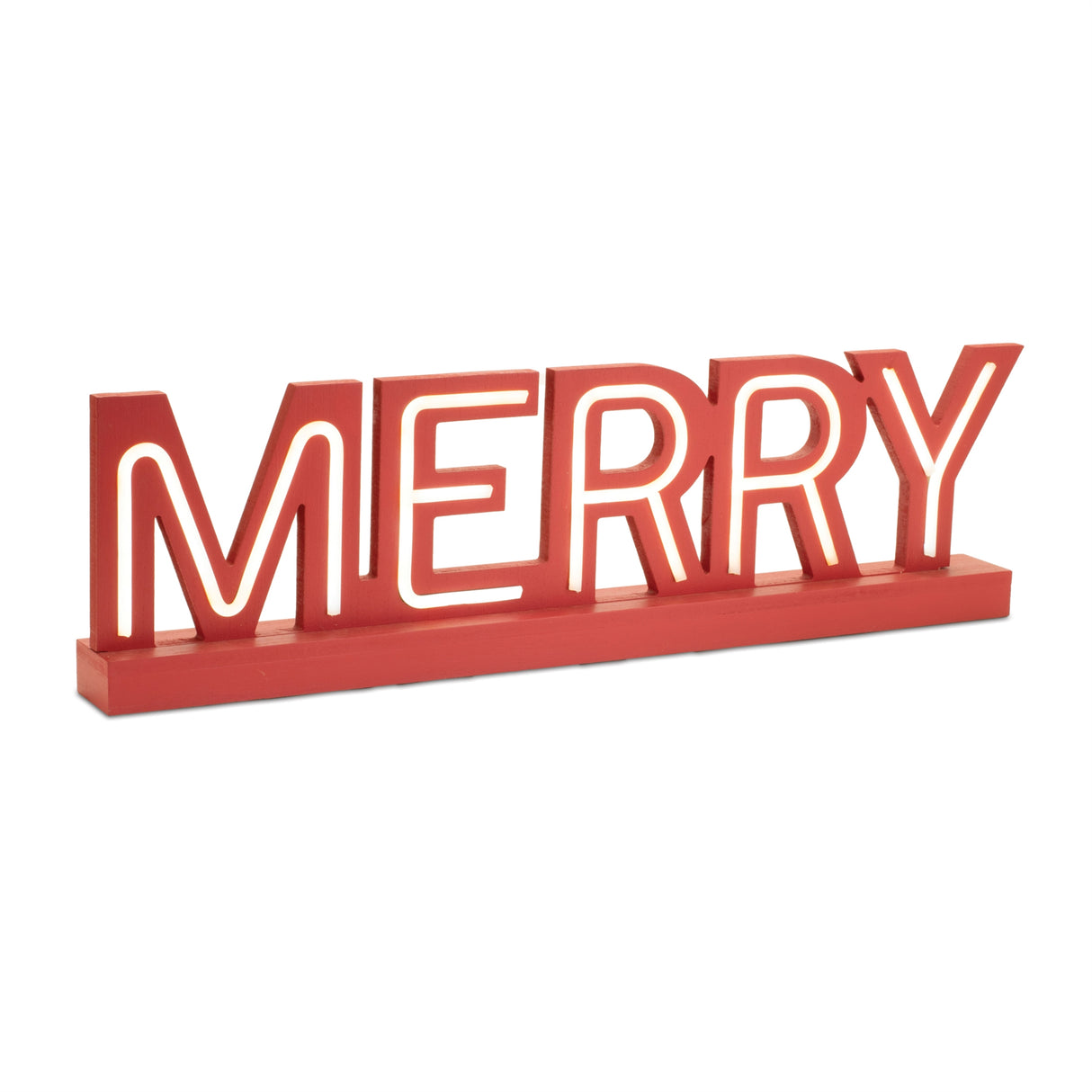 LED Joy and Merry Tabletop Sign (Set of 2)