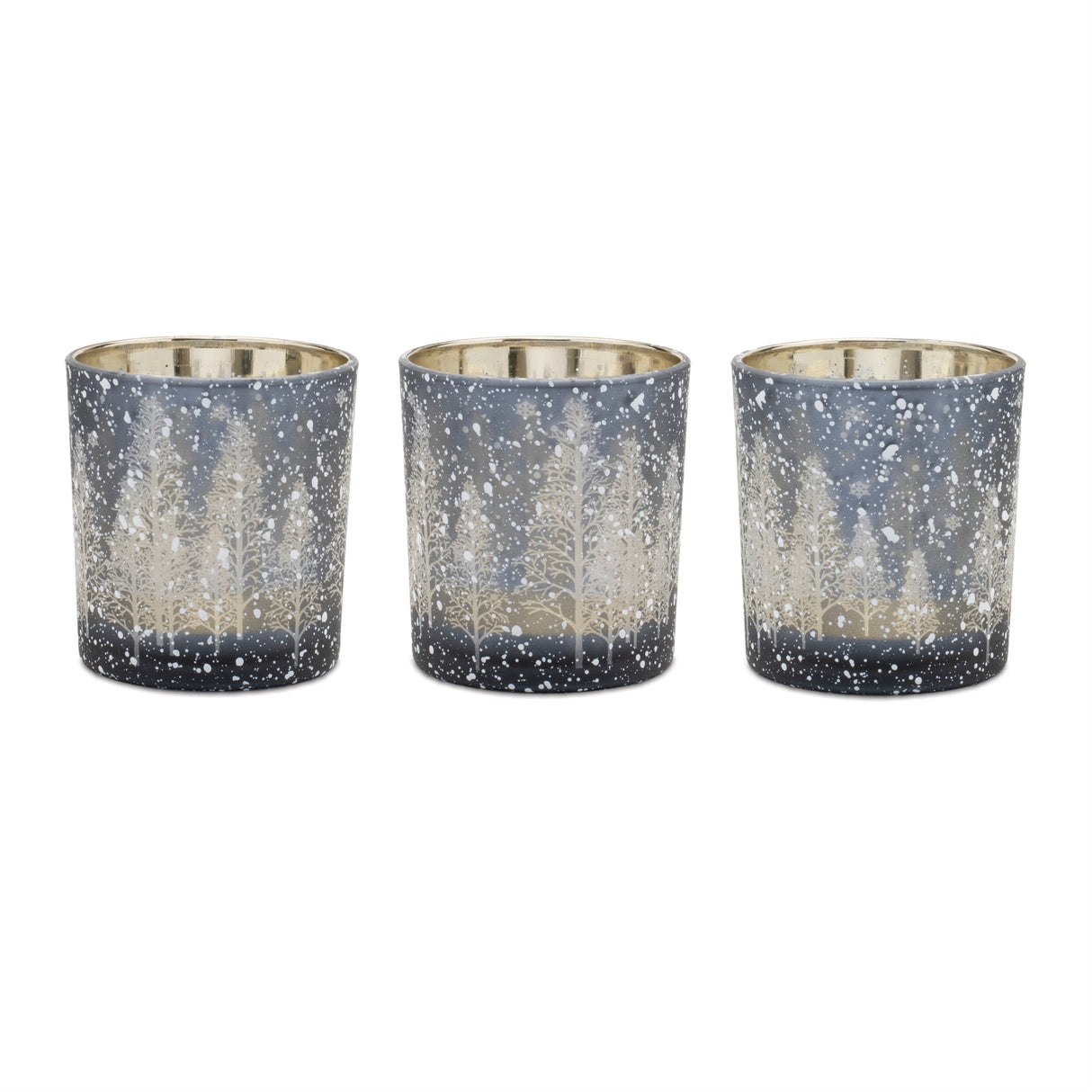 Navy-pine-tree-glass-votive-holder-(set-of-3)-Christmas-Decor