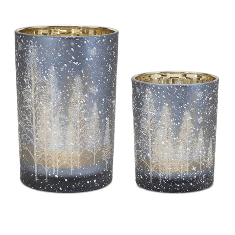 Navy-pine-tree-glass-candle-holder-(set-of-2)-Candle-Holders