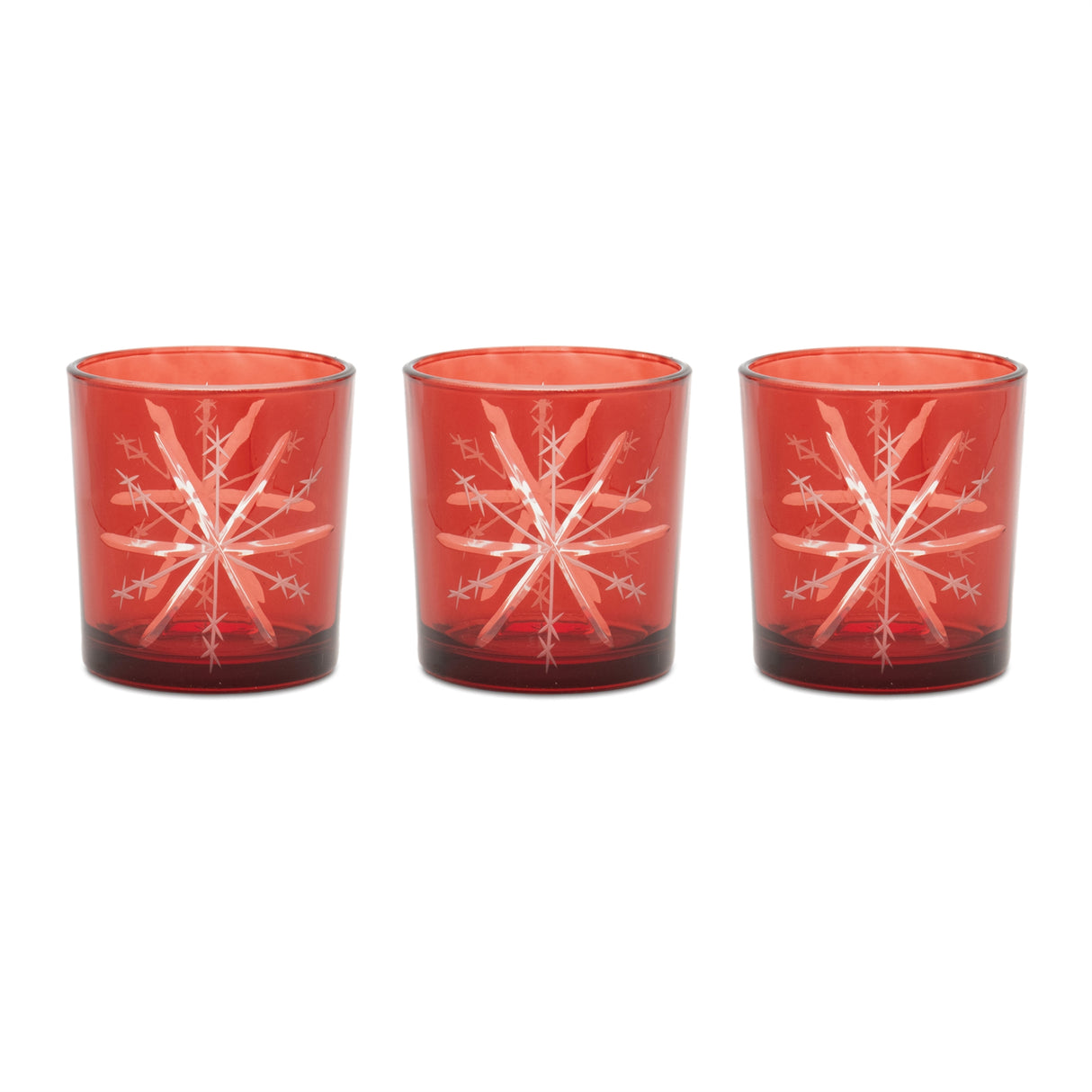 Glass snowflake votive holder (set of 3)