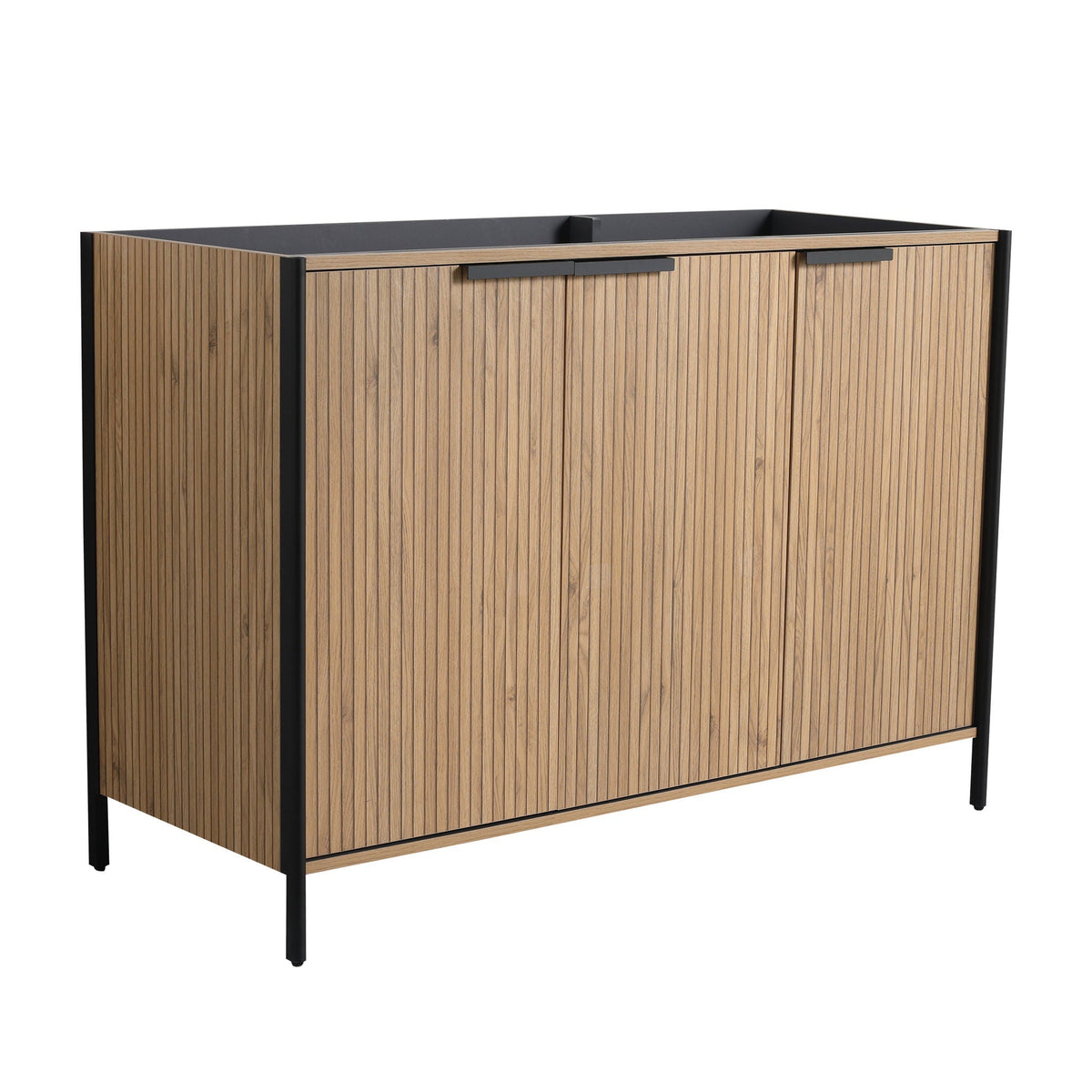 Light Brown Contemporary Freestanding Bathroom Vanity with Adjustable Shelves