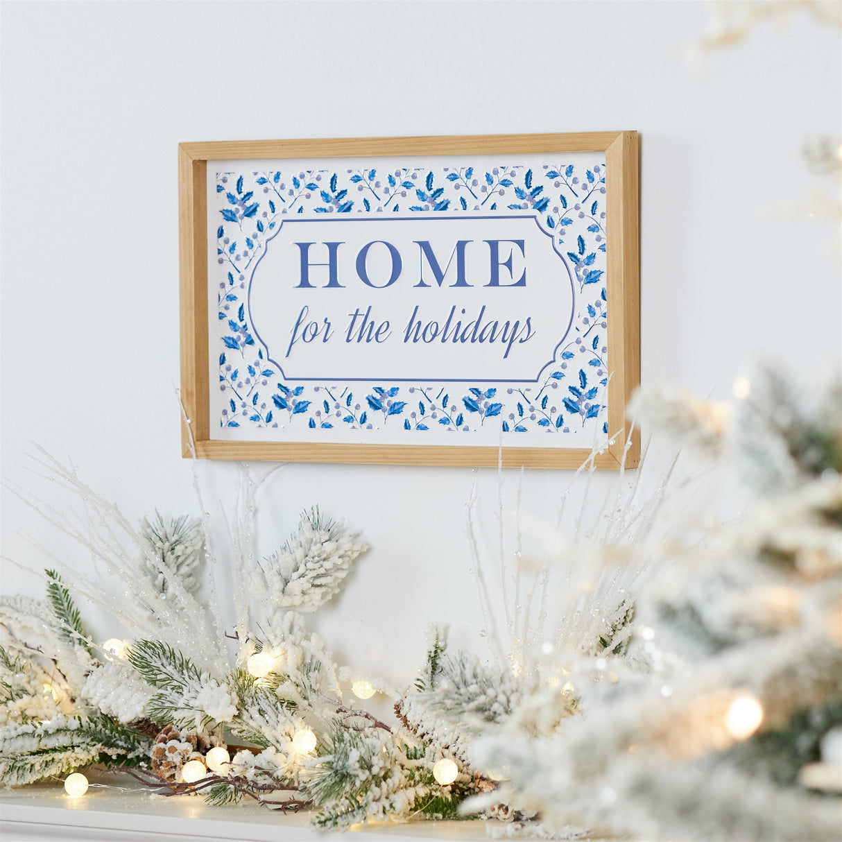 Framed Home for the Holidays Sign 15.5"L