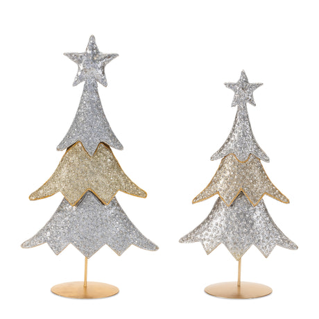 Jeweled-Metal-Christmas-Tree-(Set-of-2)-Christmas-Trees
