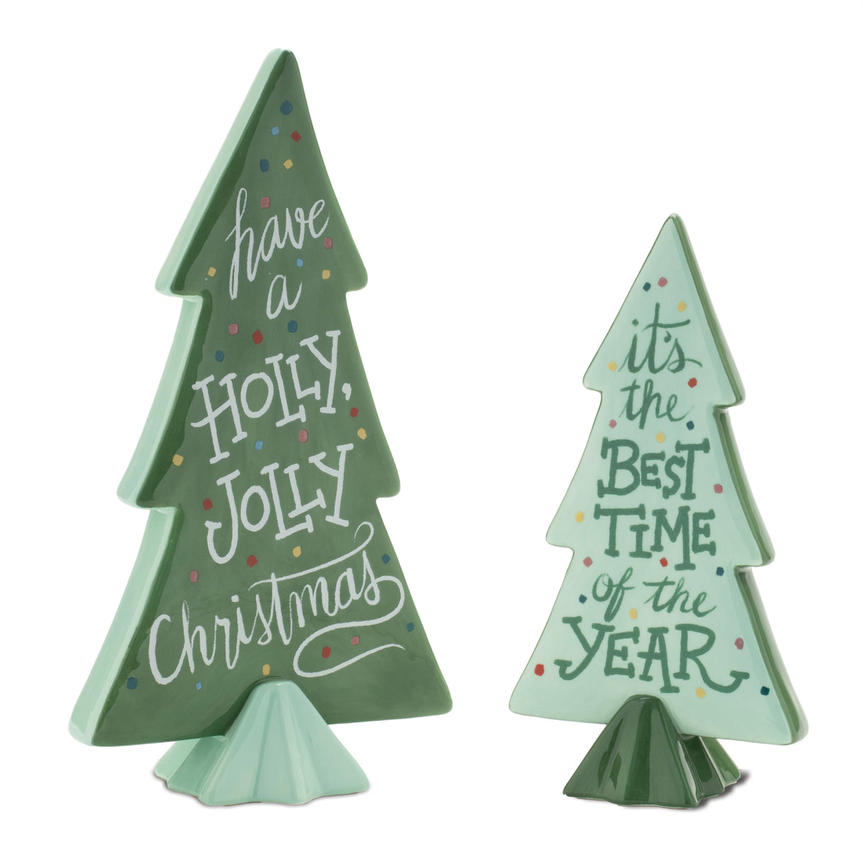 Ceramic-Christmas-Sentiment-Pine-Tree-(Set-of-4)-Christmas-Decor