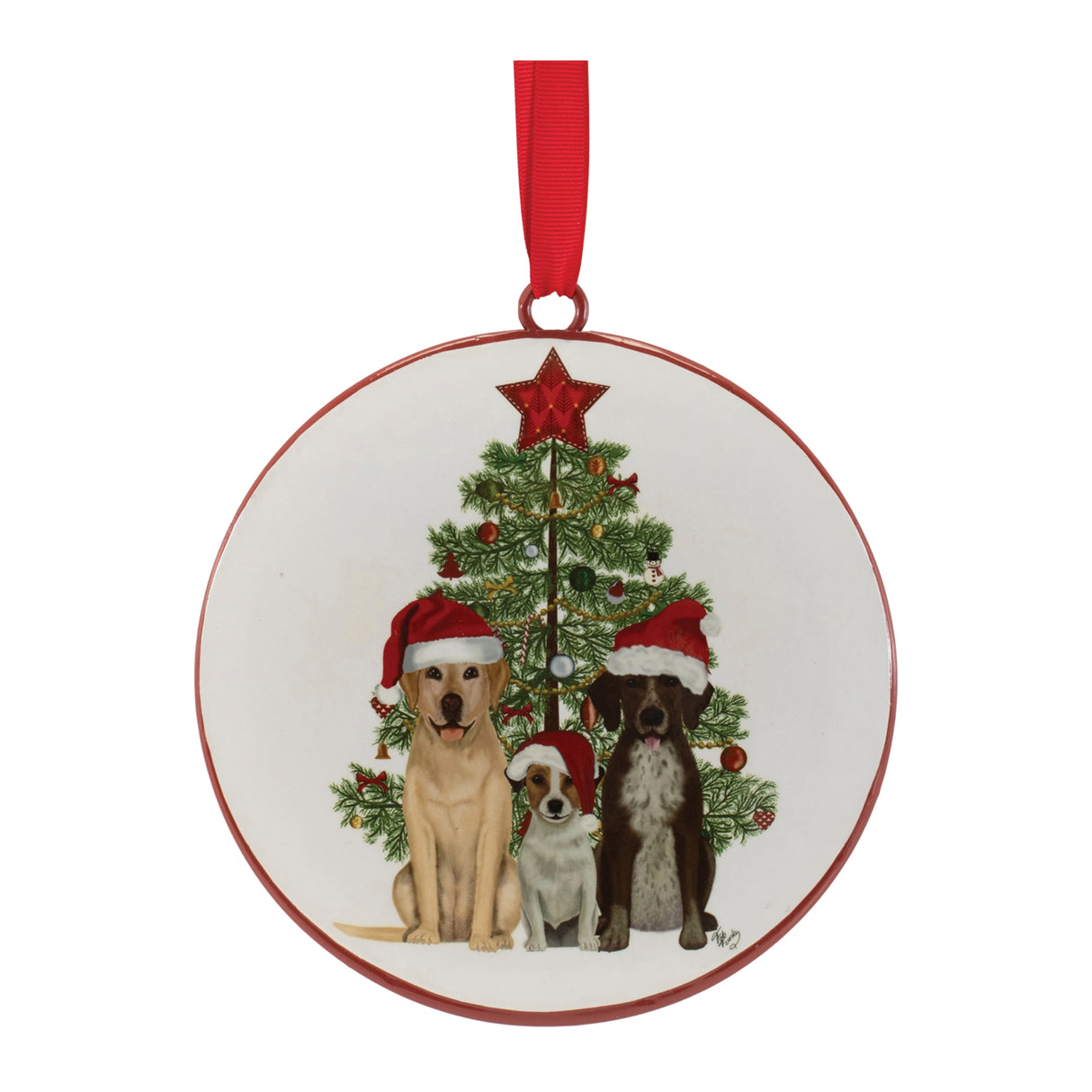 Dogs-and-christmas-tree-disc-ornament-(set-of-12)-Christmas-Ornaments