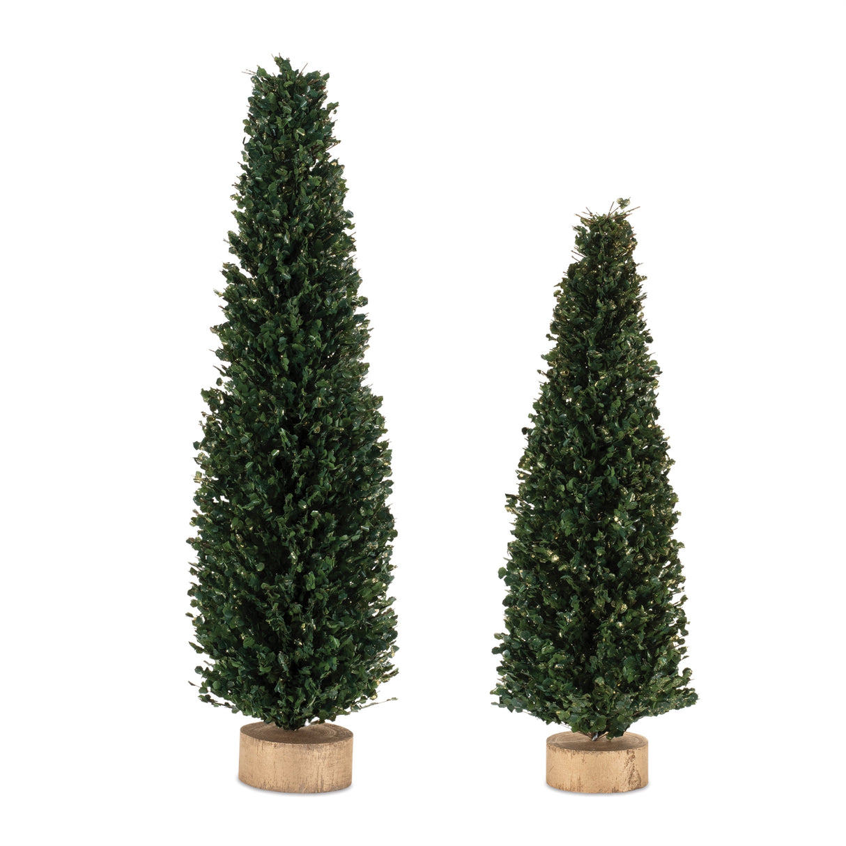 Glittered-boxwood-cone-tree-(set-of-2)-Decorative-Objects