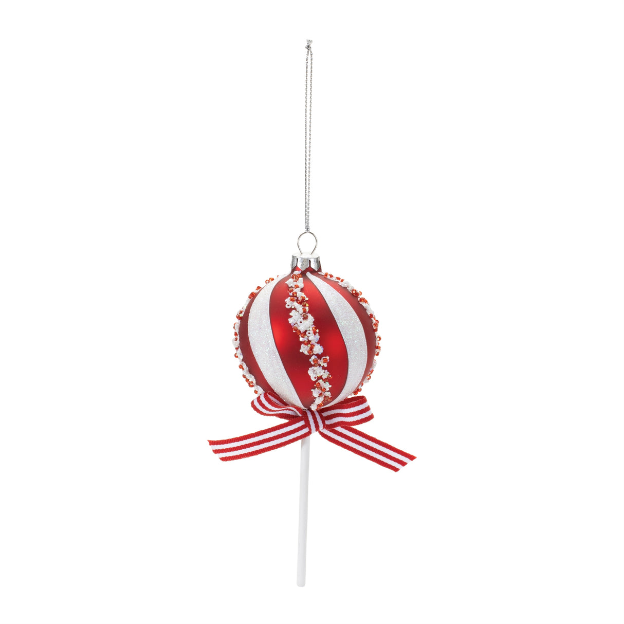 Glass Peppermint Lollipop Ornament (Set of 12)