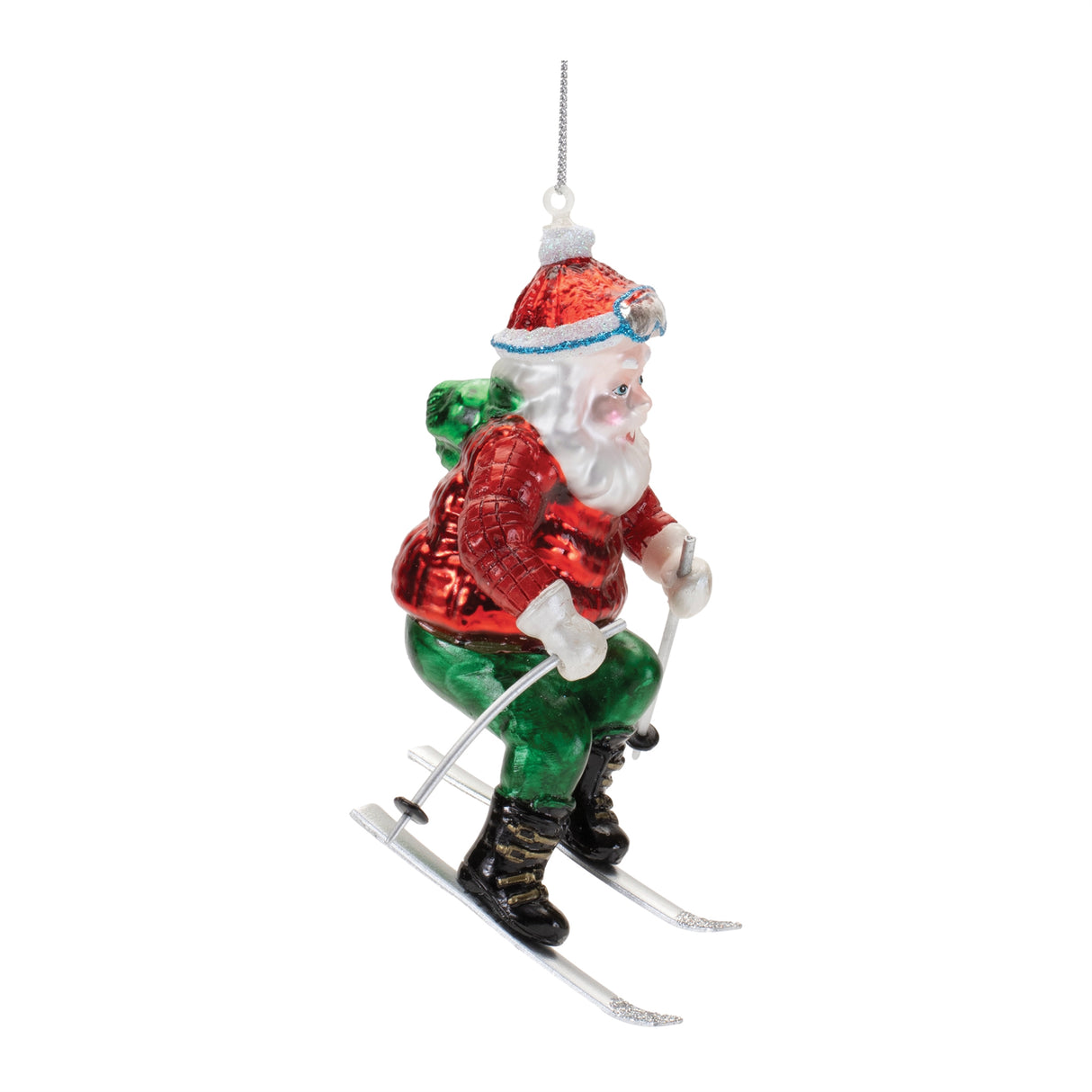 Glass Skiing Santa Oranment (Set of 6)