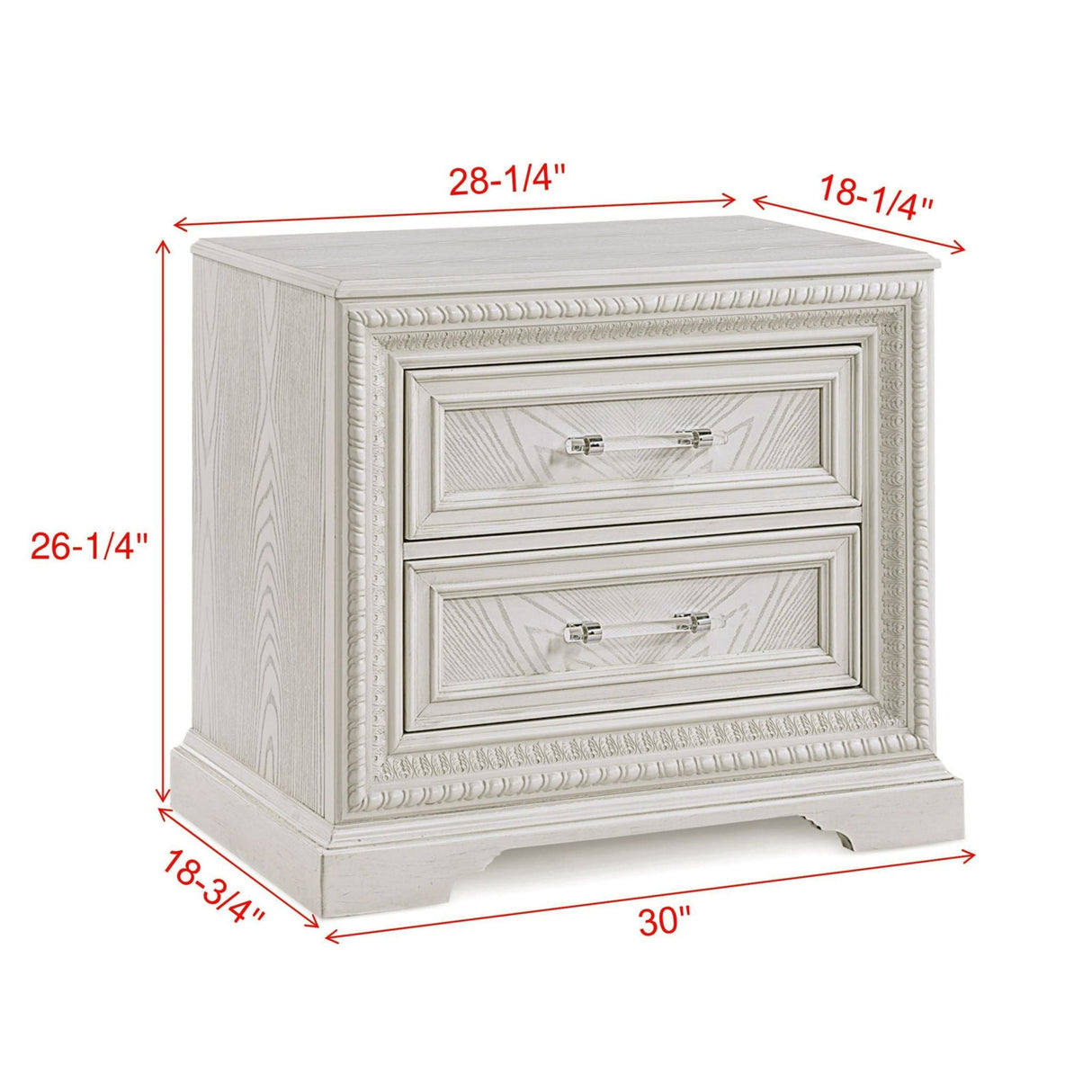 2 Drawer Storage Nightstand Bedroom Furniture - Antique White