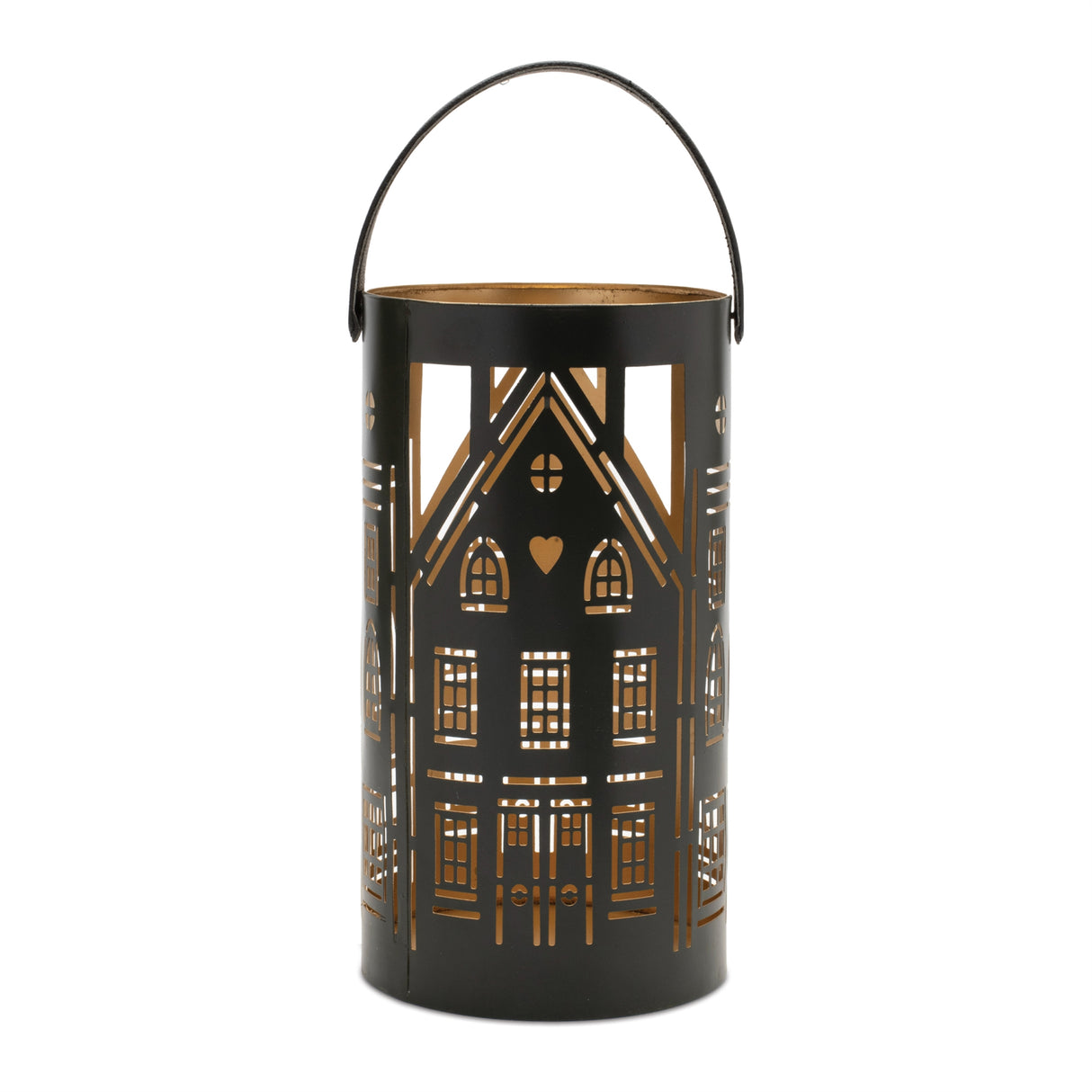 Punched metal house lantern (set of 3)