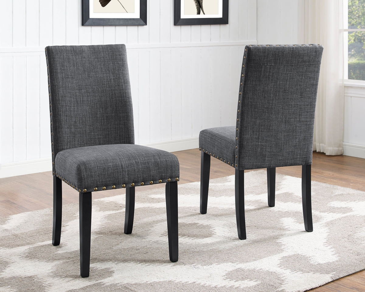 Biony Espresso Wood Dining Set with Nailhead Trim Chairs - Gray