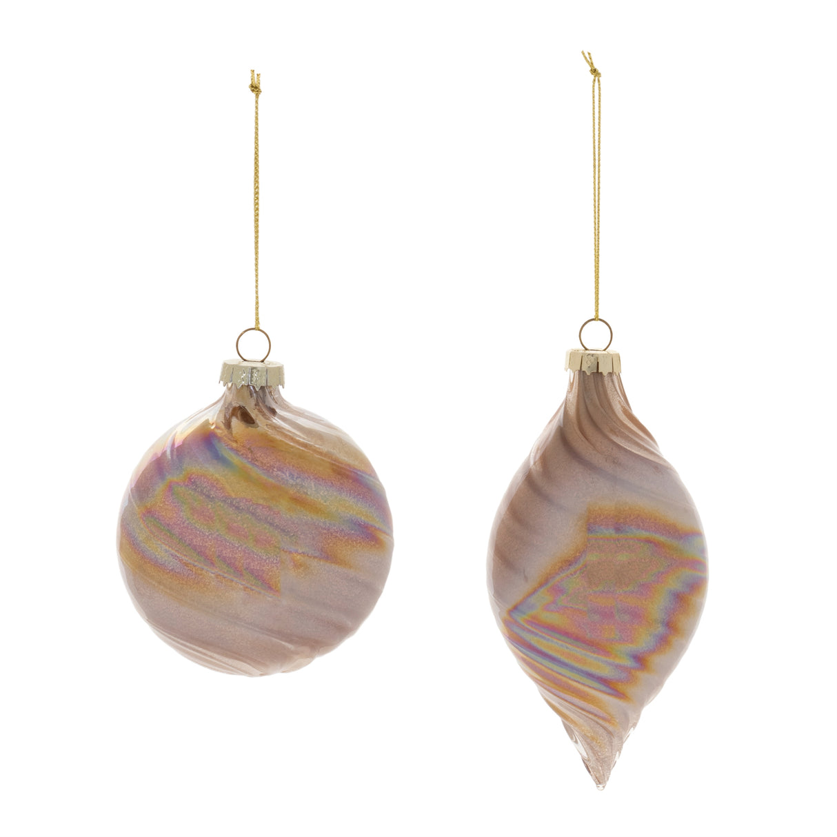 Iridescent Swirl Glass Ornament (Set of 12)