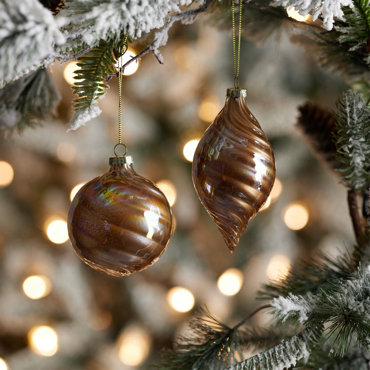 Iridescent Swirl Glass Ornament (Set of 12)