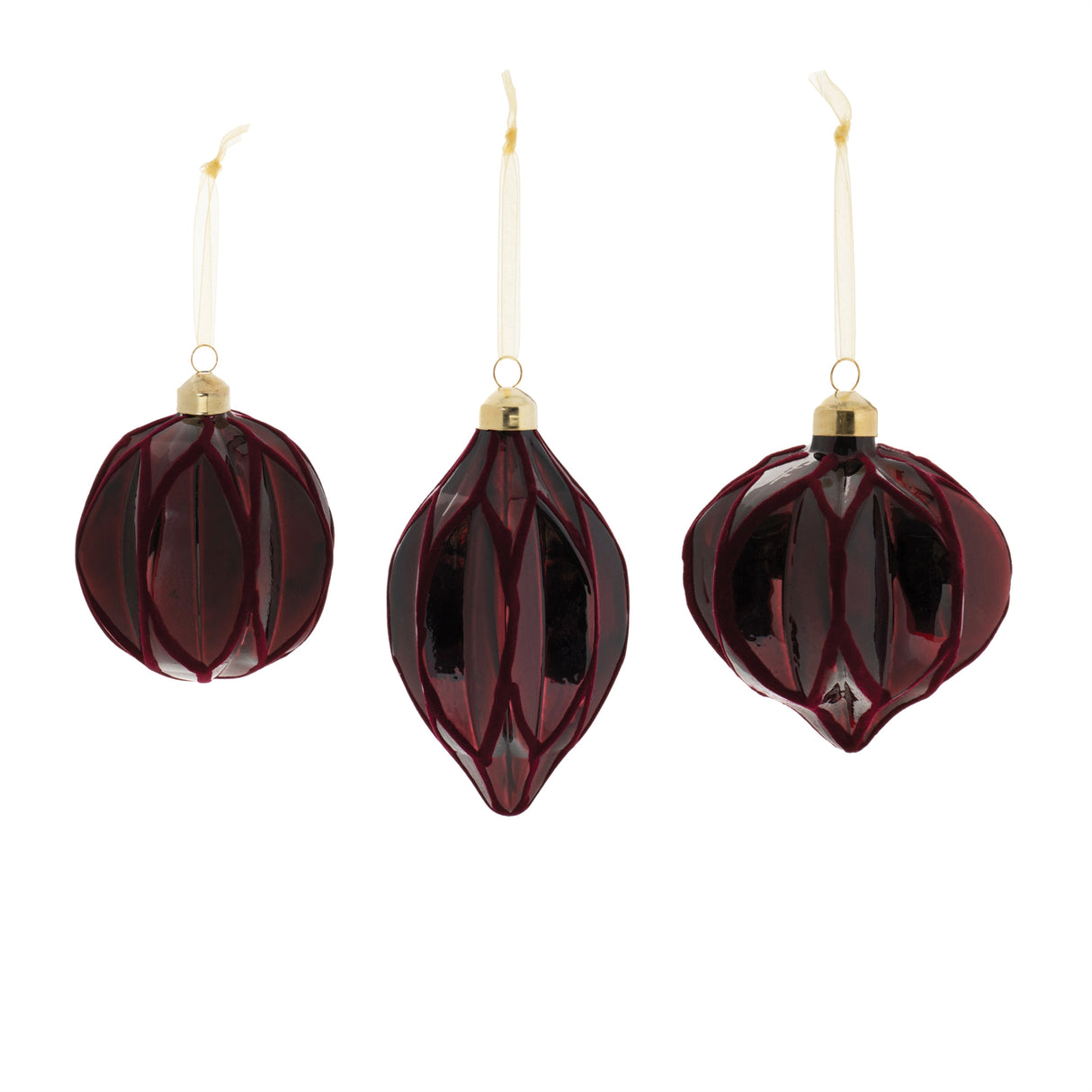 Velvet glass ornament (set of 6)