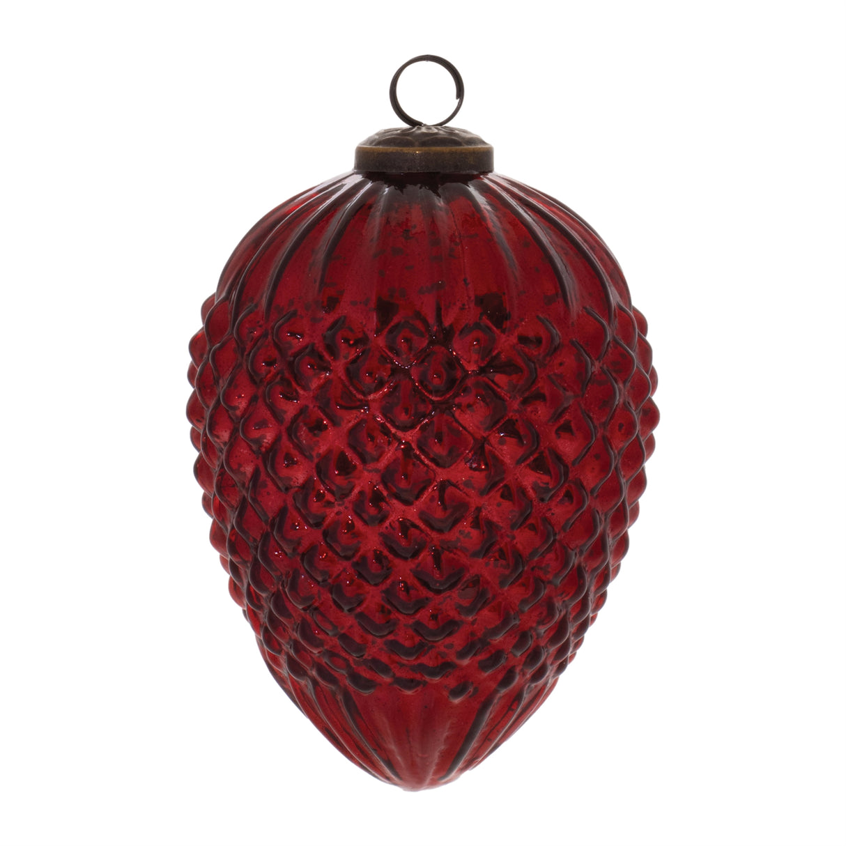 Hobnail-glass-cone-ornament-(set-of-2)-Christmas-Ornaments
