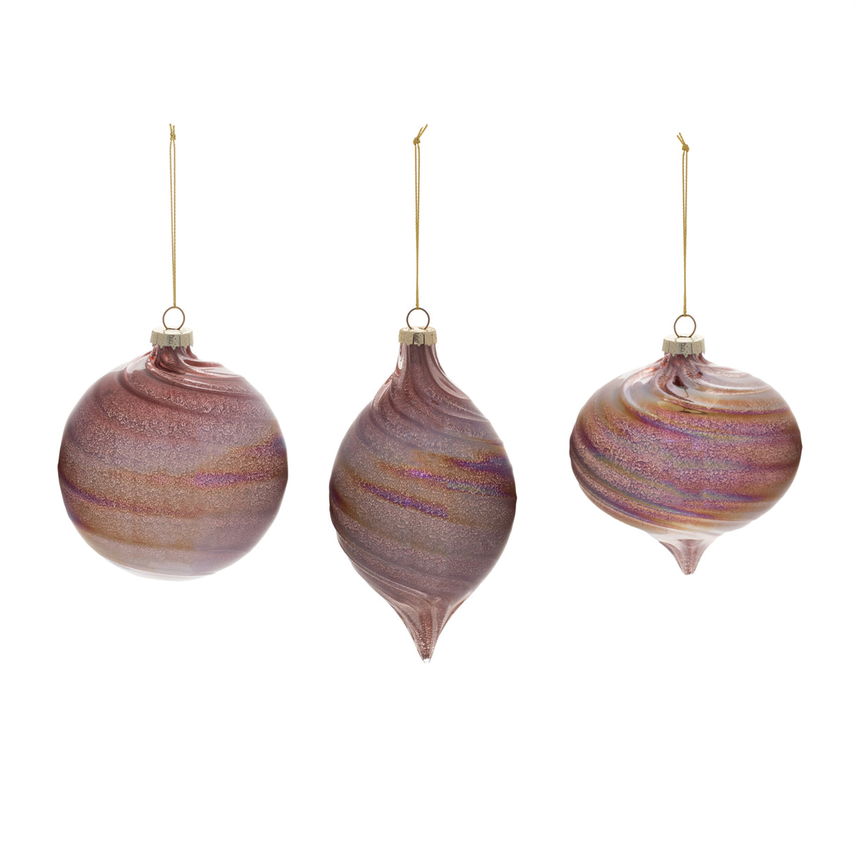 Iridescent Swirl Glass Ornament (Set of 6)