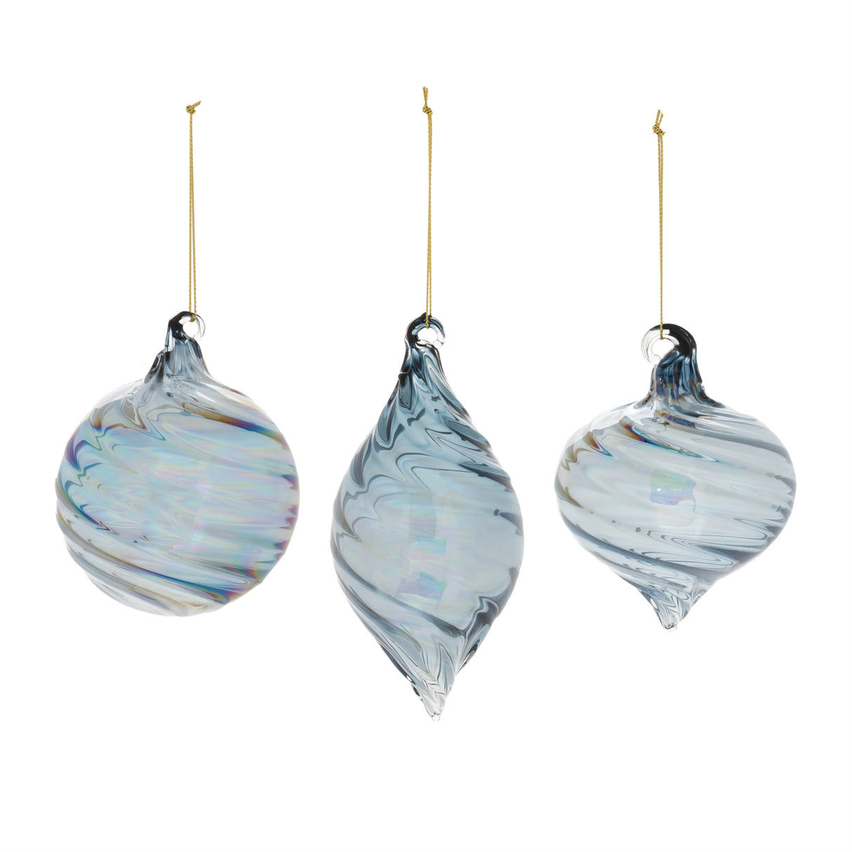 Iridescent Swirl Glass Ornament (Set of 12)