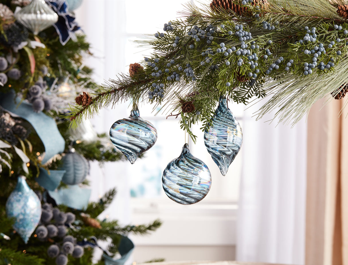 Iridescent Swirl Glass Ornament (Set of 12)