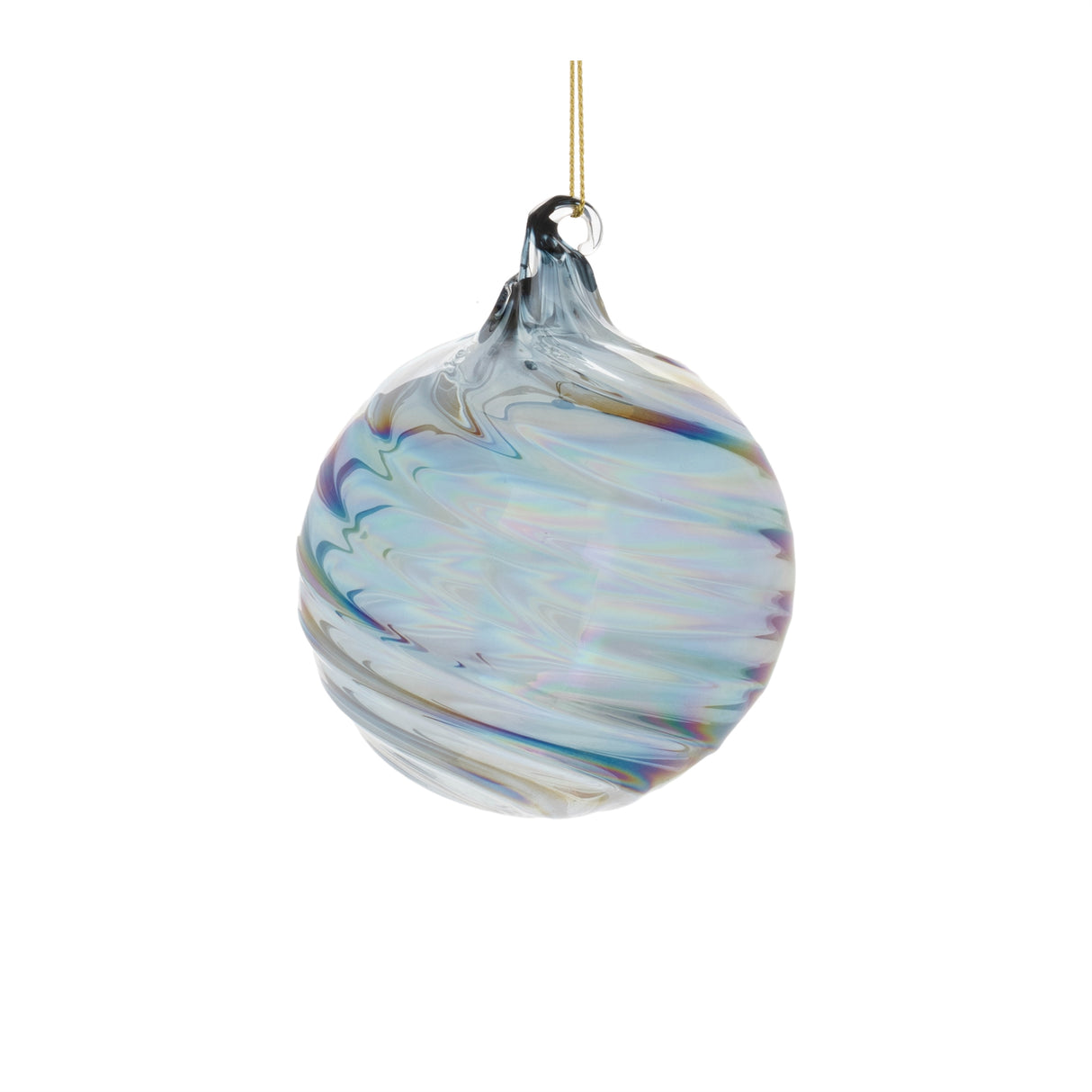Iridescent Swirl Glass Ornament (Set of 12)