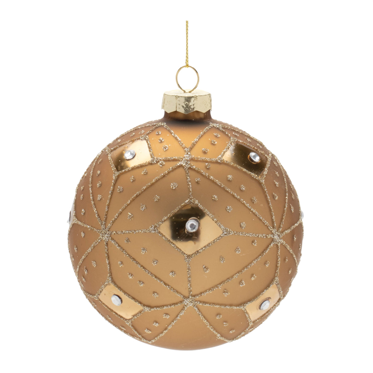 Geometric Glittered Glass Ball Ornament (Set of 6)