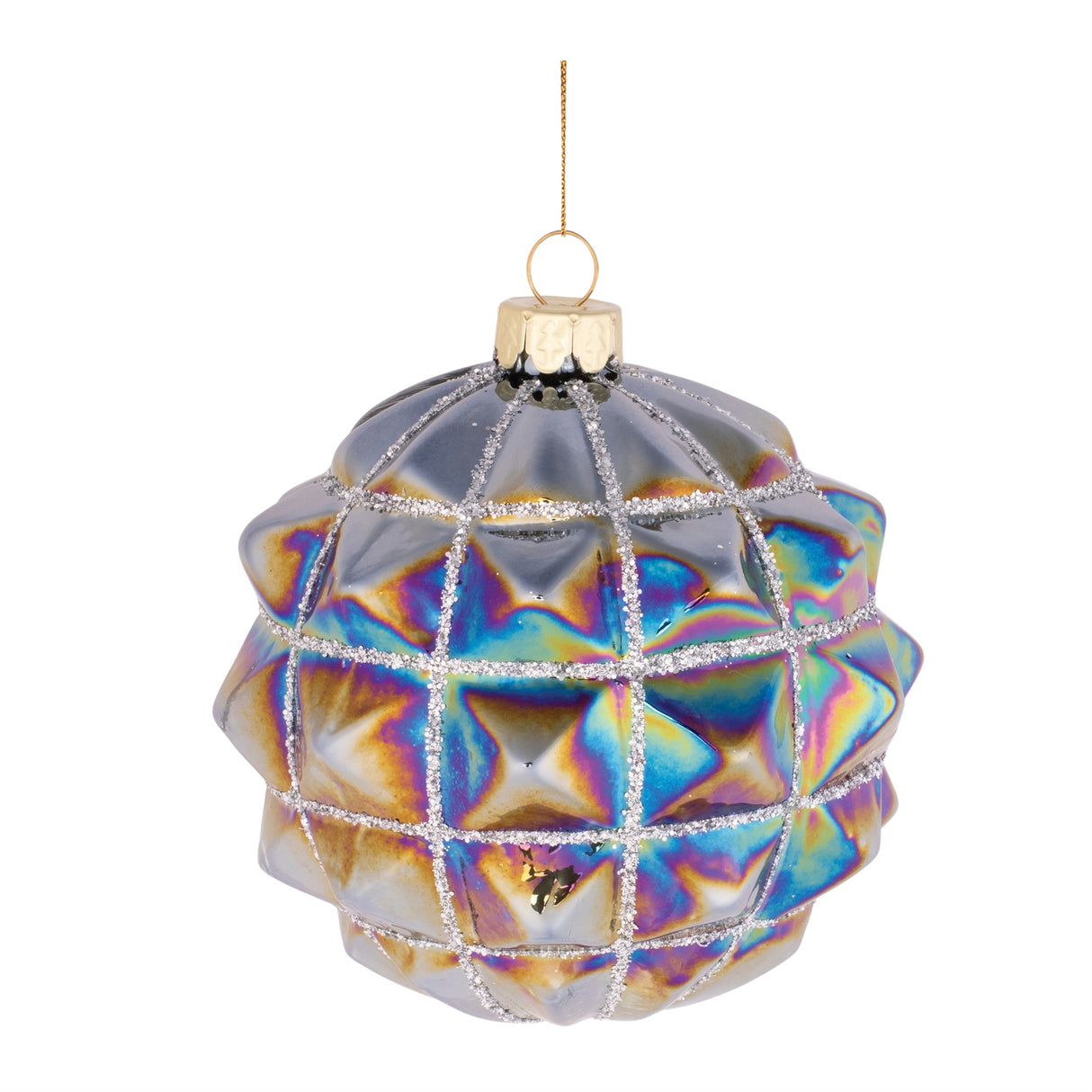 Iridescent Textured Glass Ornament (Set of 6)