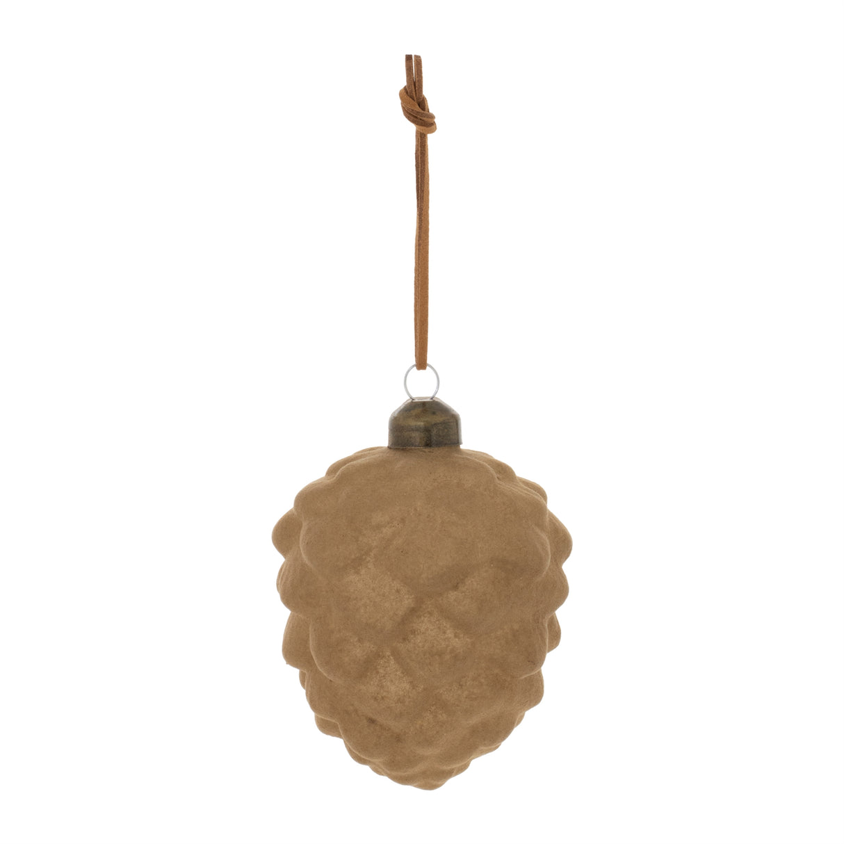 Flocked Glass Pinecone Ornament (Set of 12)