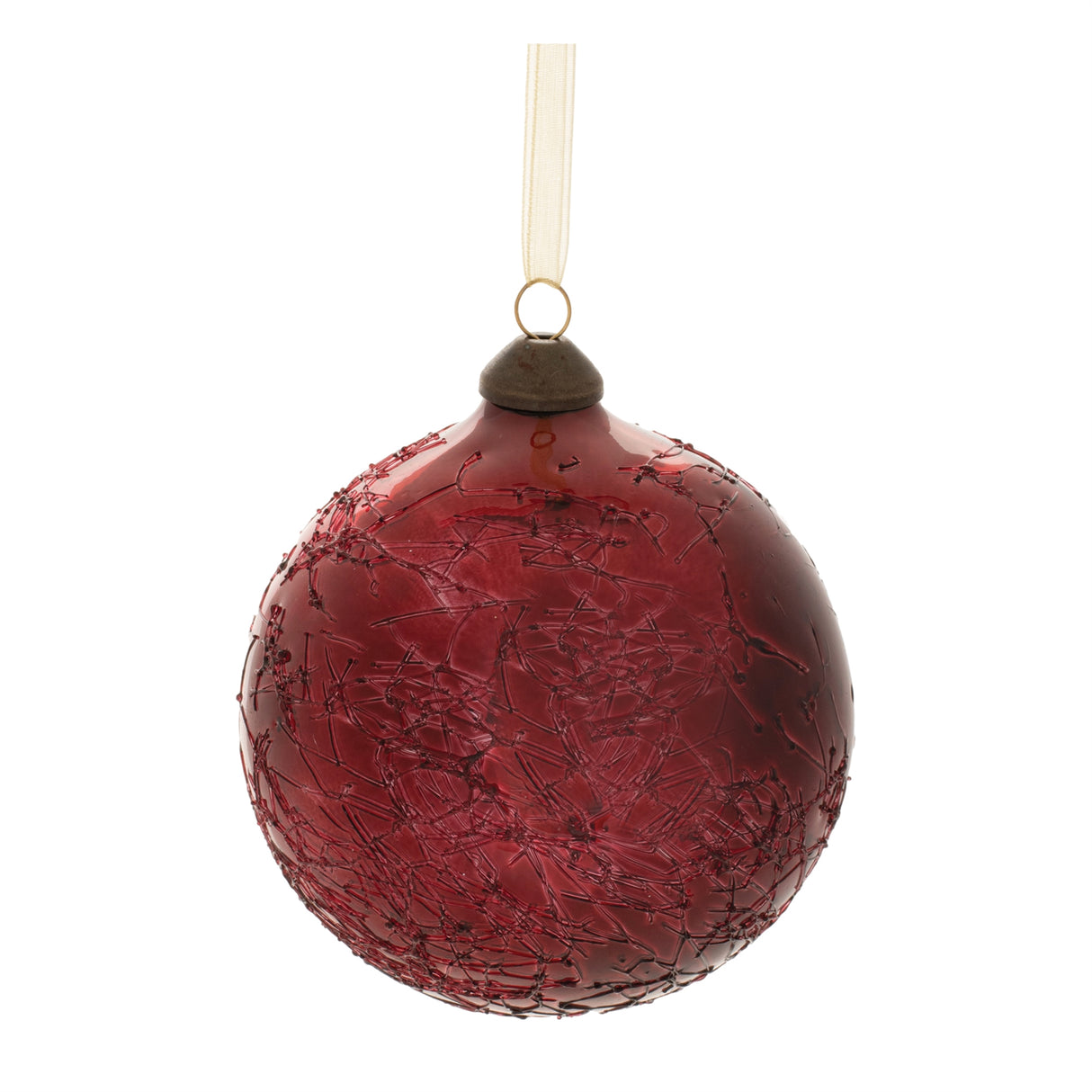 Crackled glass ball ornament (set of 4)