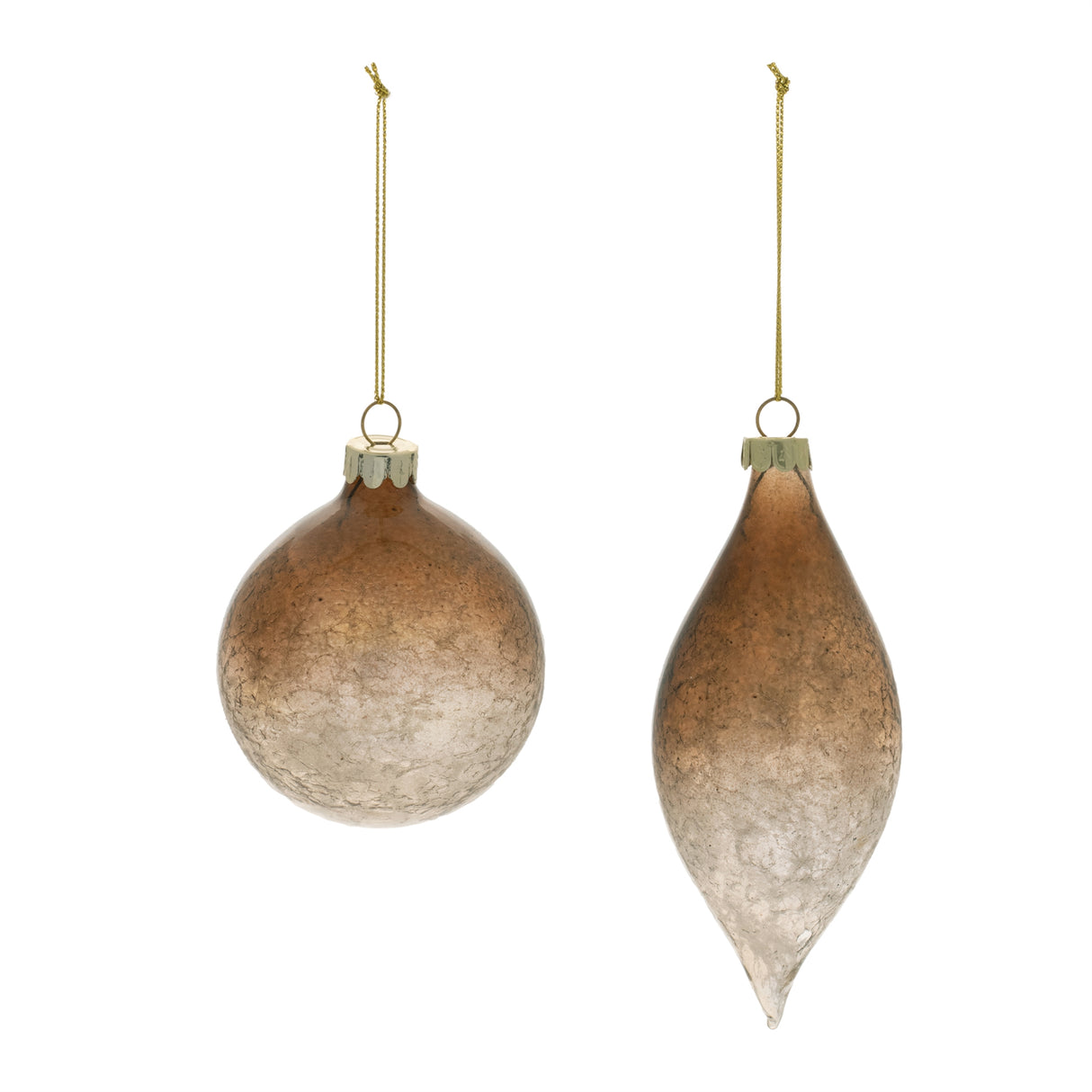 Ombre crackle glass ornament (set of 6)