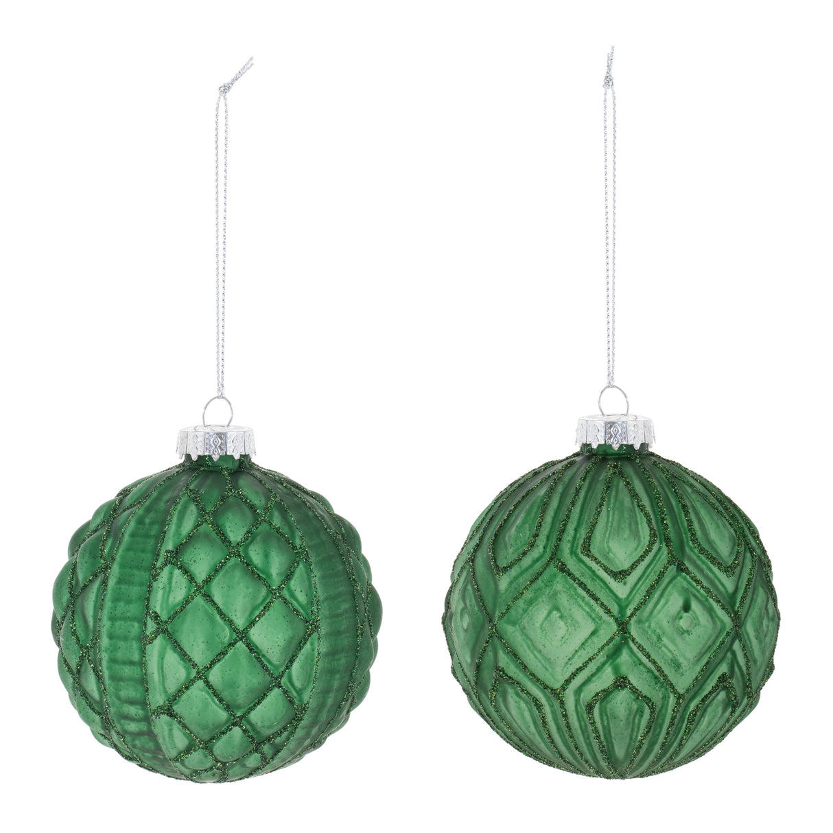 Glitter Frosted Glass Ball Ornament (Set of 12)