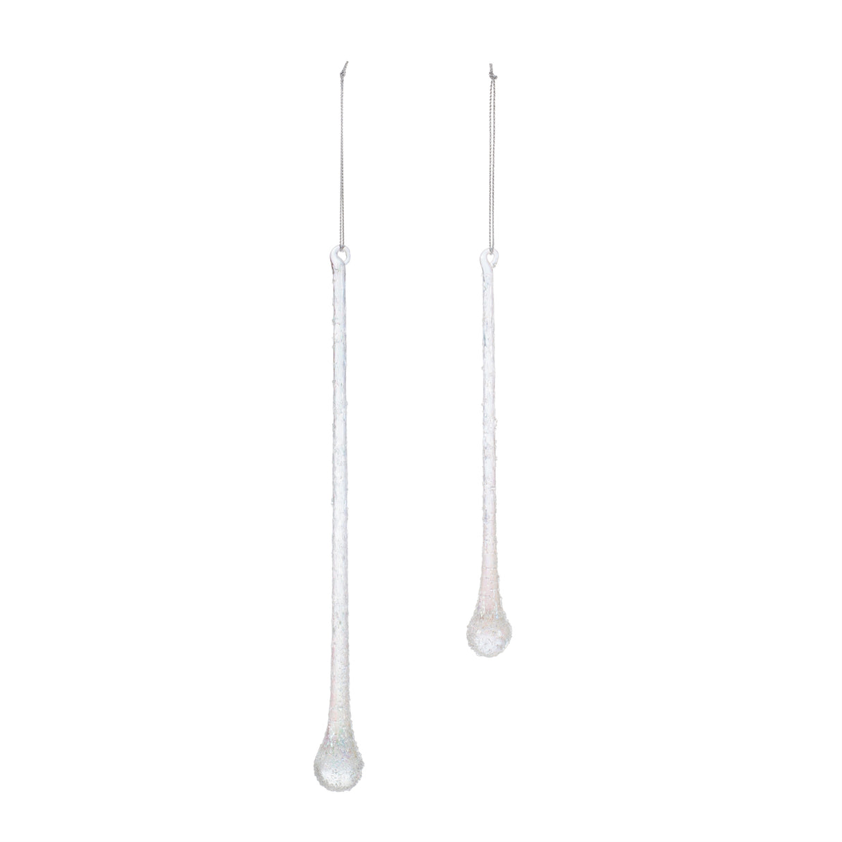 Beaded iridescent glass drop ornament (set of 12)