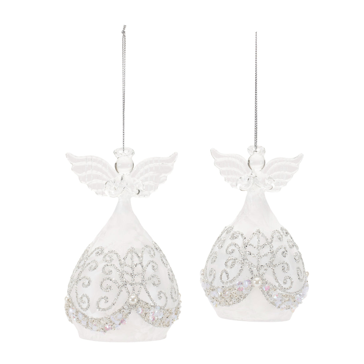 Beaded glass angel ornament (set of 4)